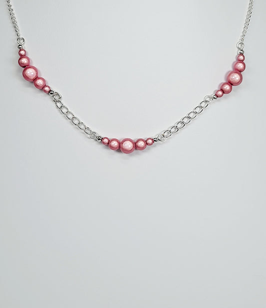 Pale Pink Miracle Bead Link Necklace, Handmade, Lightweight 18‑Inch Design