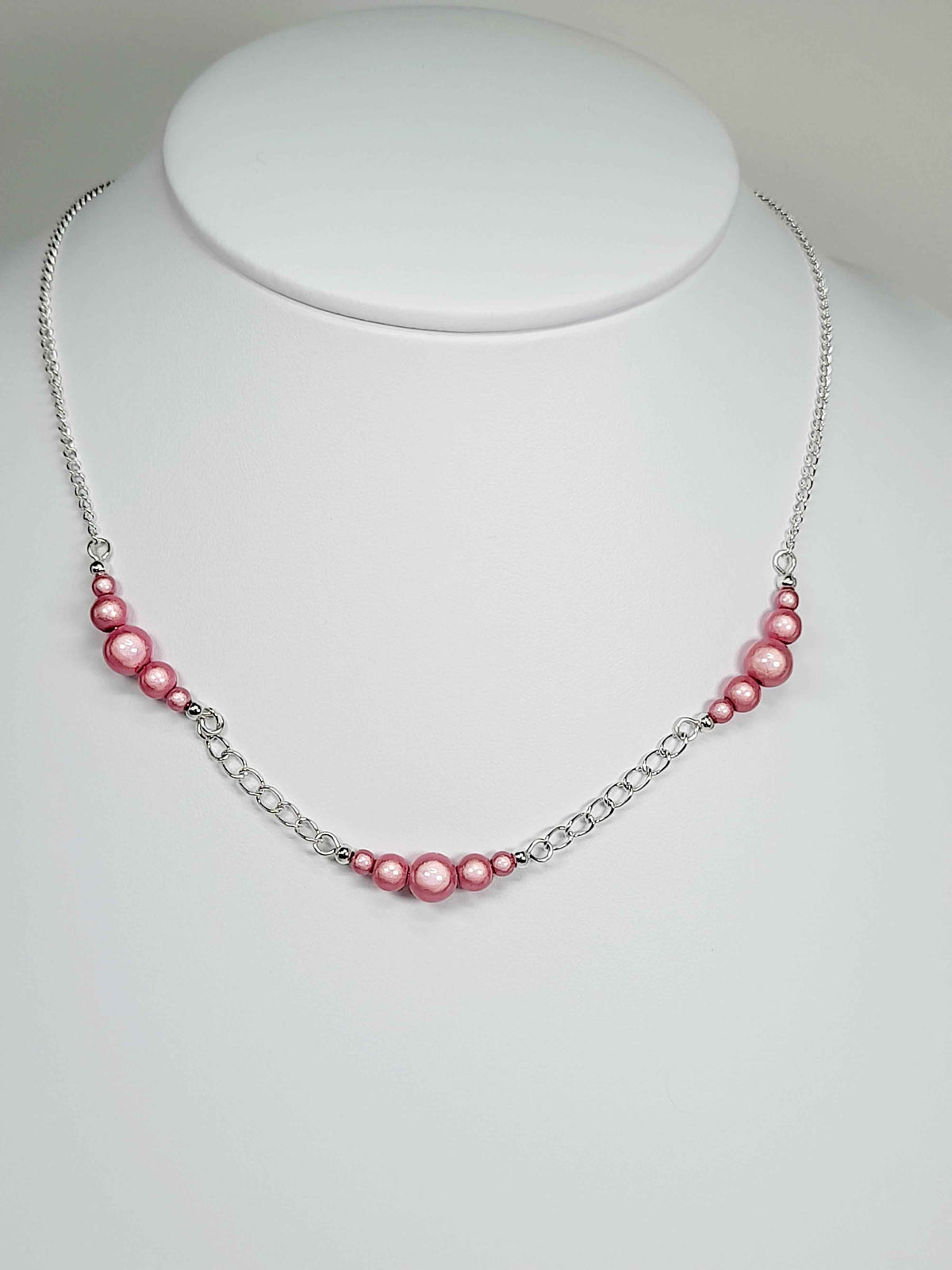Pale Pink Miracle Bead Link Necklace, Handmade, Lightweight 18‑Inch Design