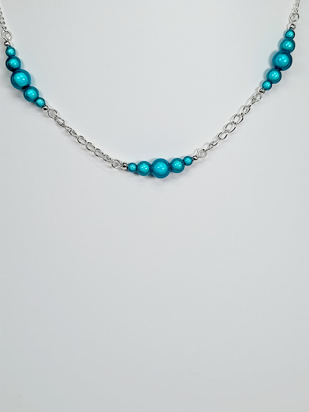Turquoise Miracle Bead Link Necklace, Handmade, Lightweight 18‑Inch Design