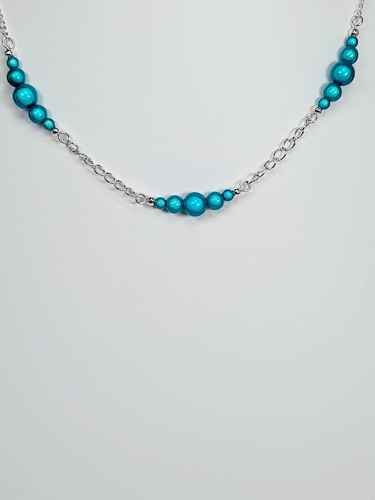 Turquoise Miracle Bead Link Necklace, Handmade, Lightweight 18‑Inch Design
