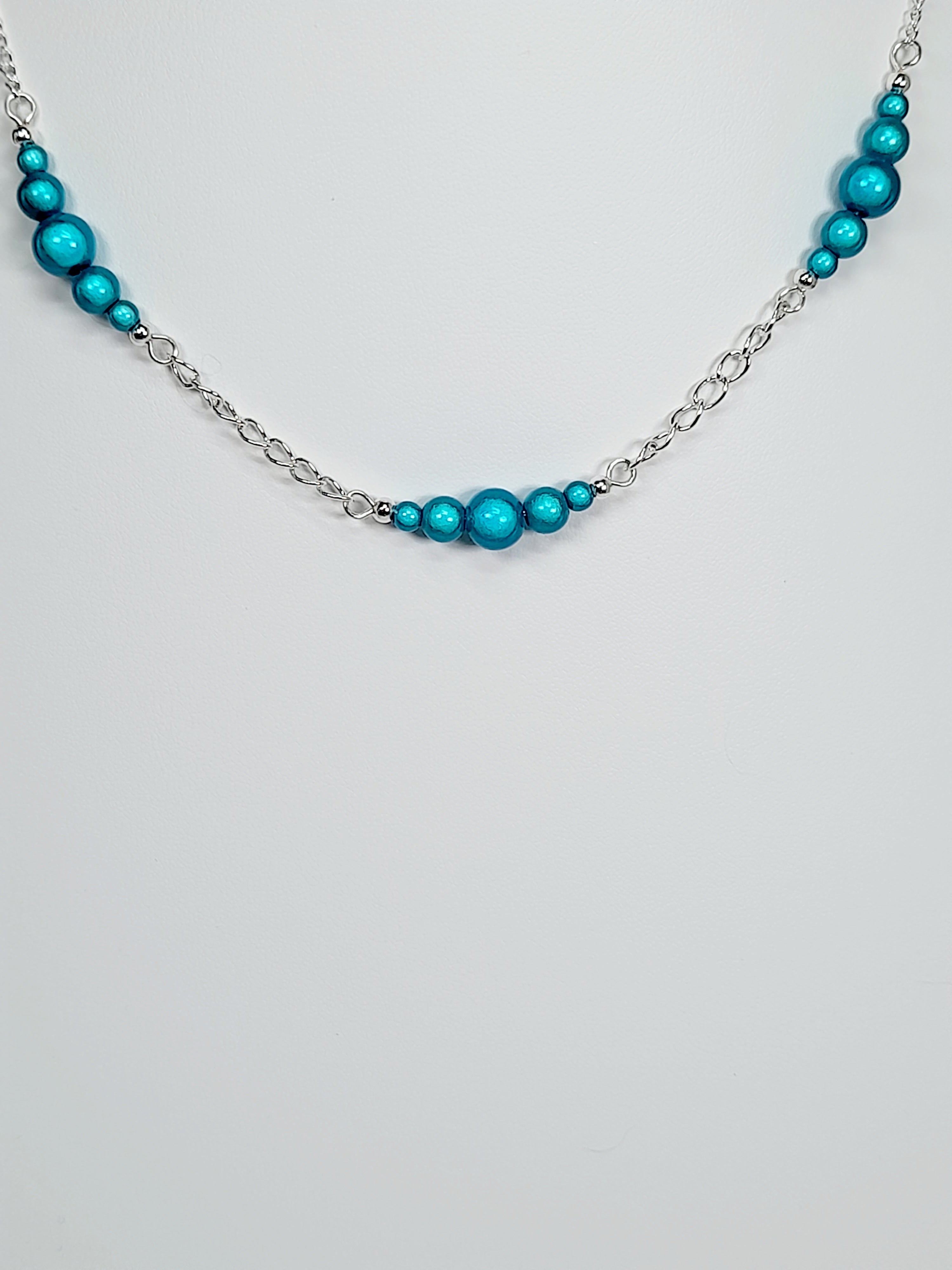 Turquoise Miracle Bead Link Necklace, Handmade, Lightweight 18‑Inch Design
