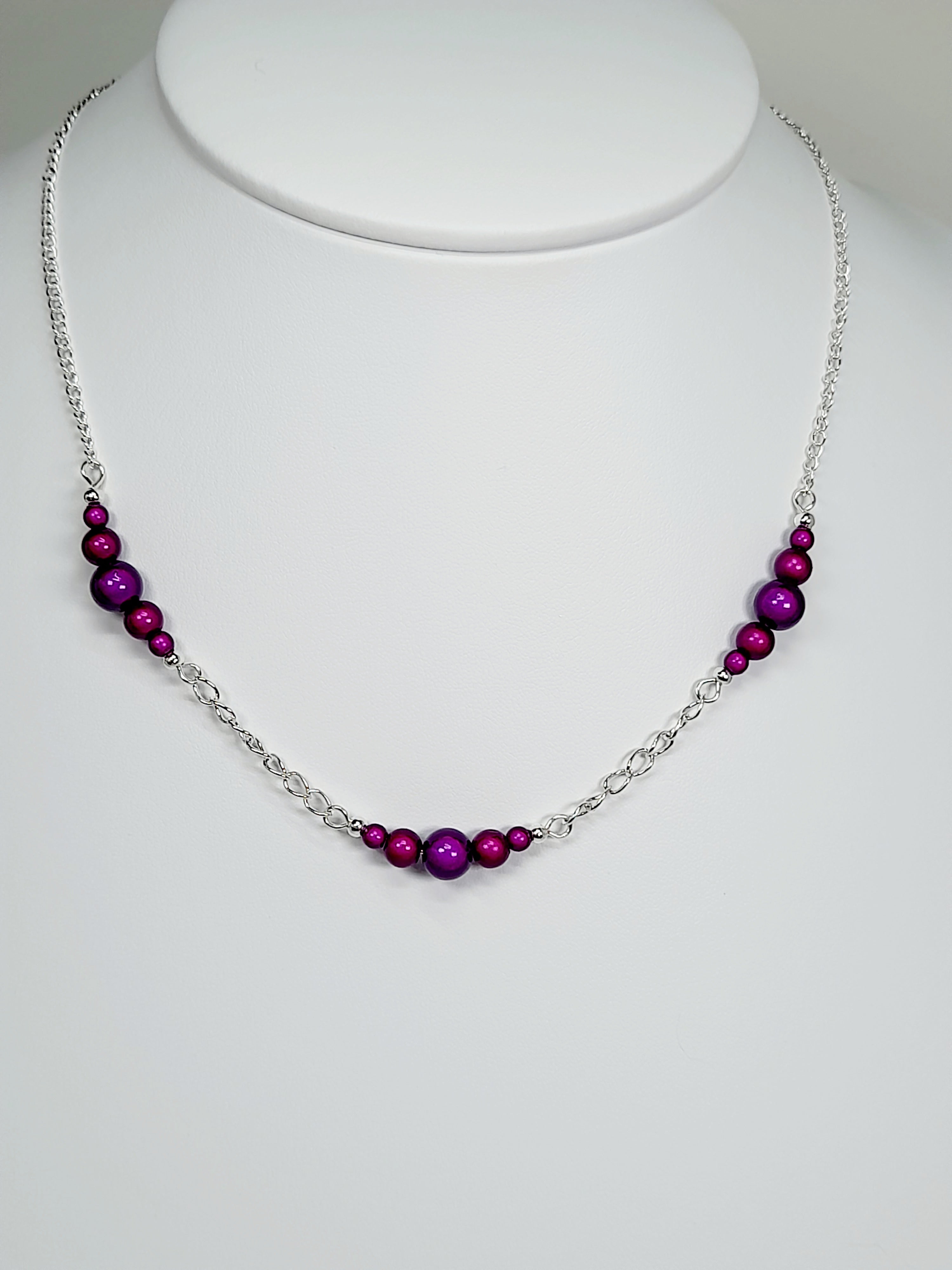 Purple Miracle Bead Link Necklace, Handmade, Lightweight 18‑Inch Design