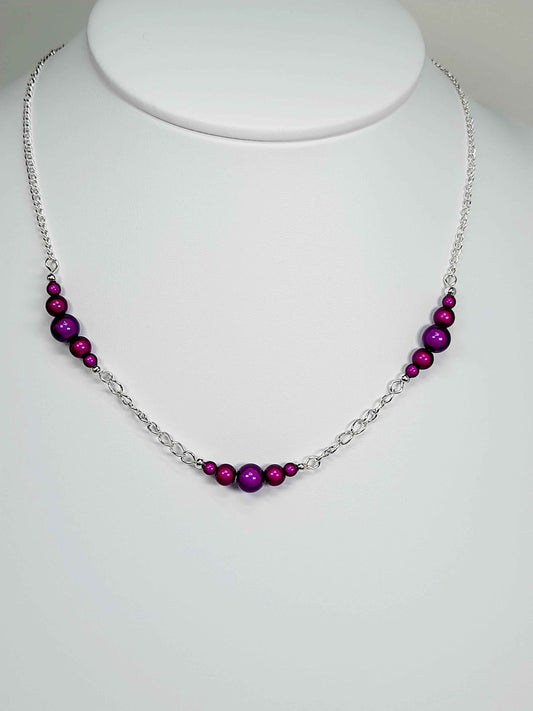 Purple Miracle Bead Link Necklace, Handmade, Lightweight 18‑Inch Design