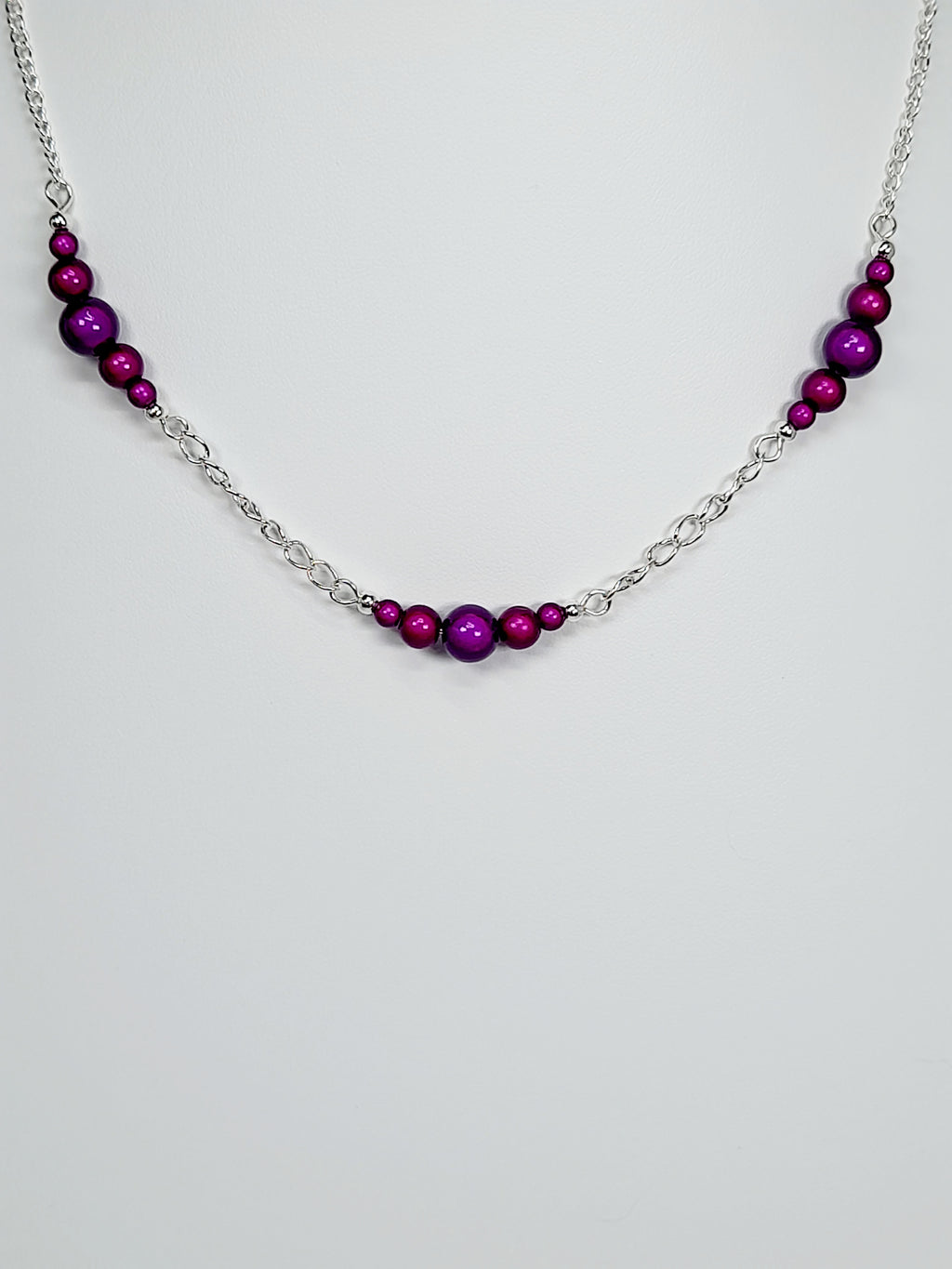 Purple Miracle Bead Link Necklace, Handmade, Lightweight 18‑Inch Design