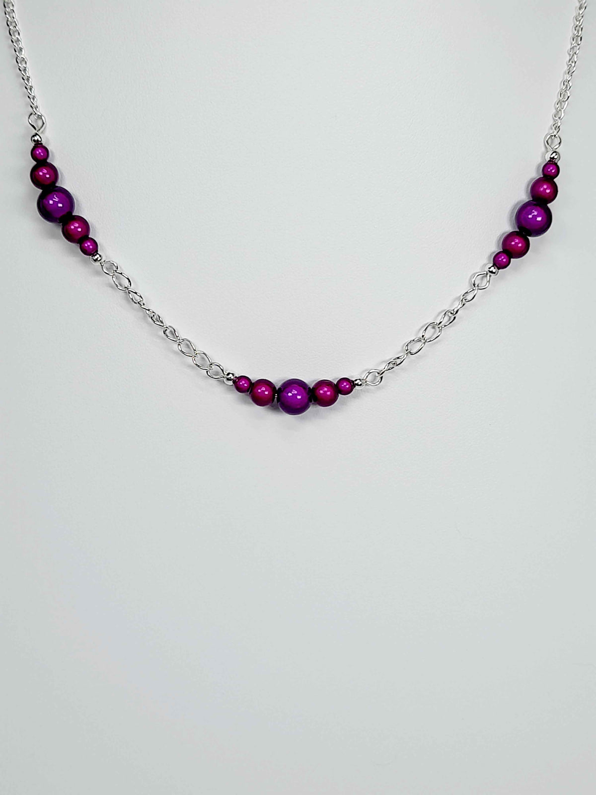 Purple Miracle Bead Link Necklace, Handmade, Lightweight 18‑Inch Design