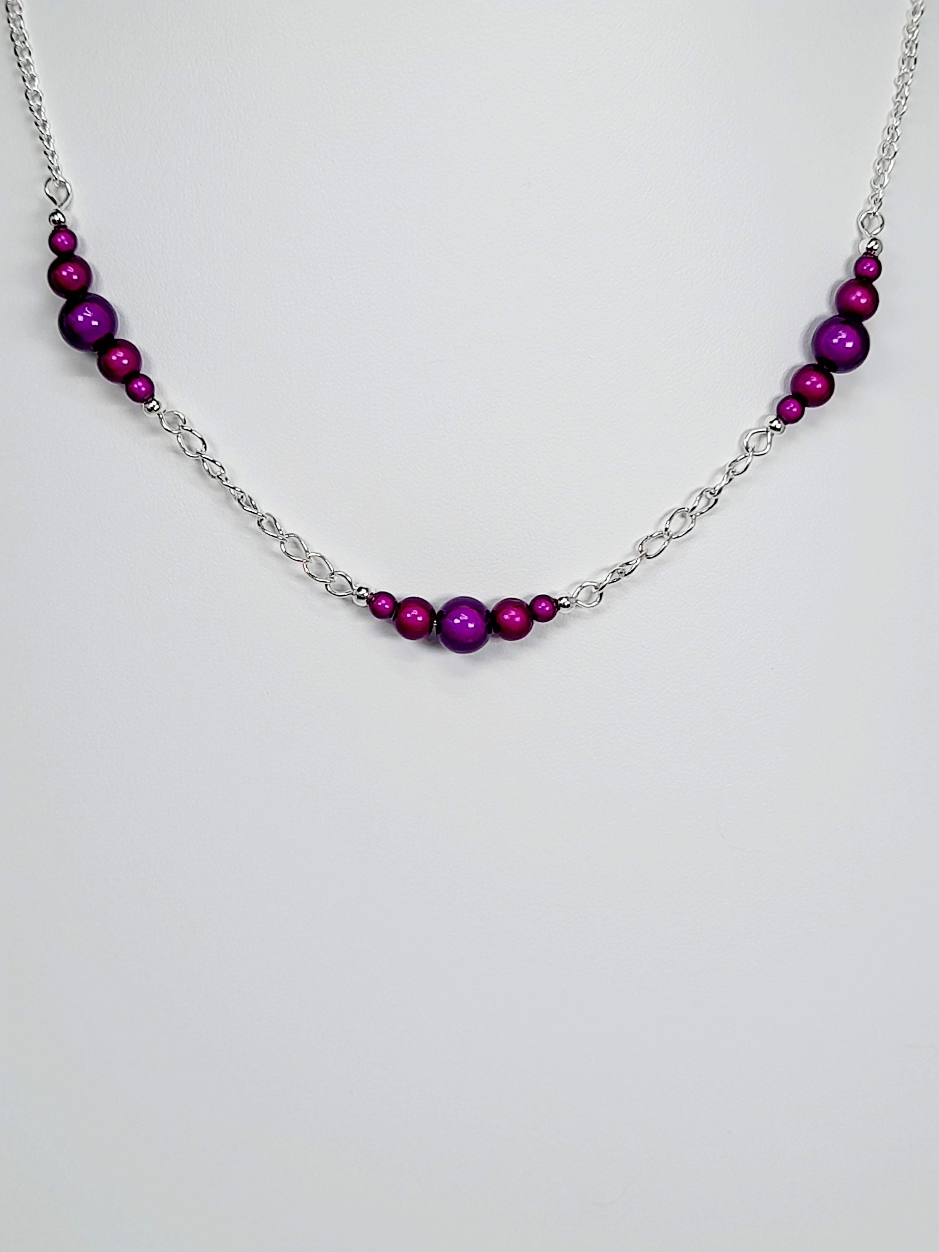 Purple Miracle Bead Link Necklace, Handmade, Lightweight 18‑Inch Design