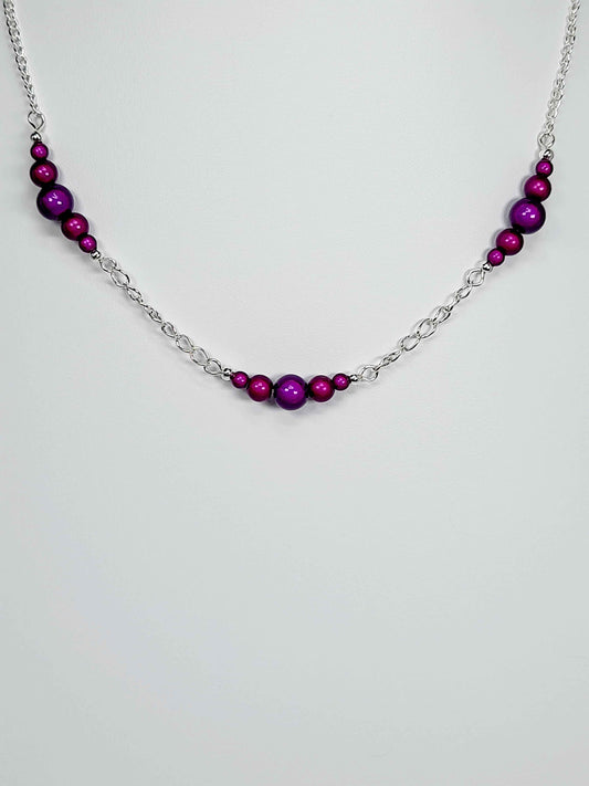 Purple Miracle Bead Link Necklace, Handmade, Lightweight 18‑Inch Design