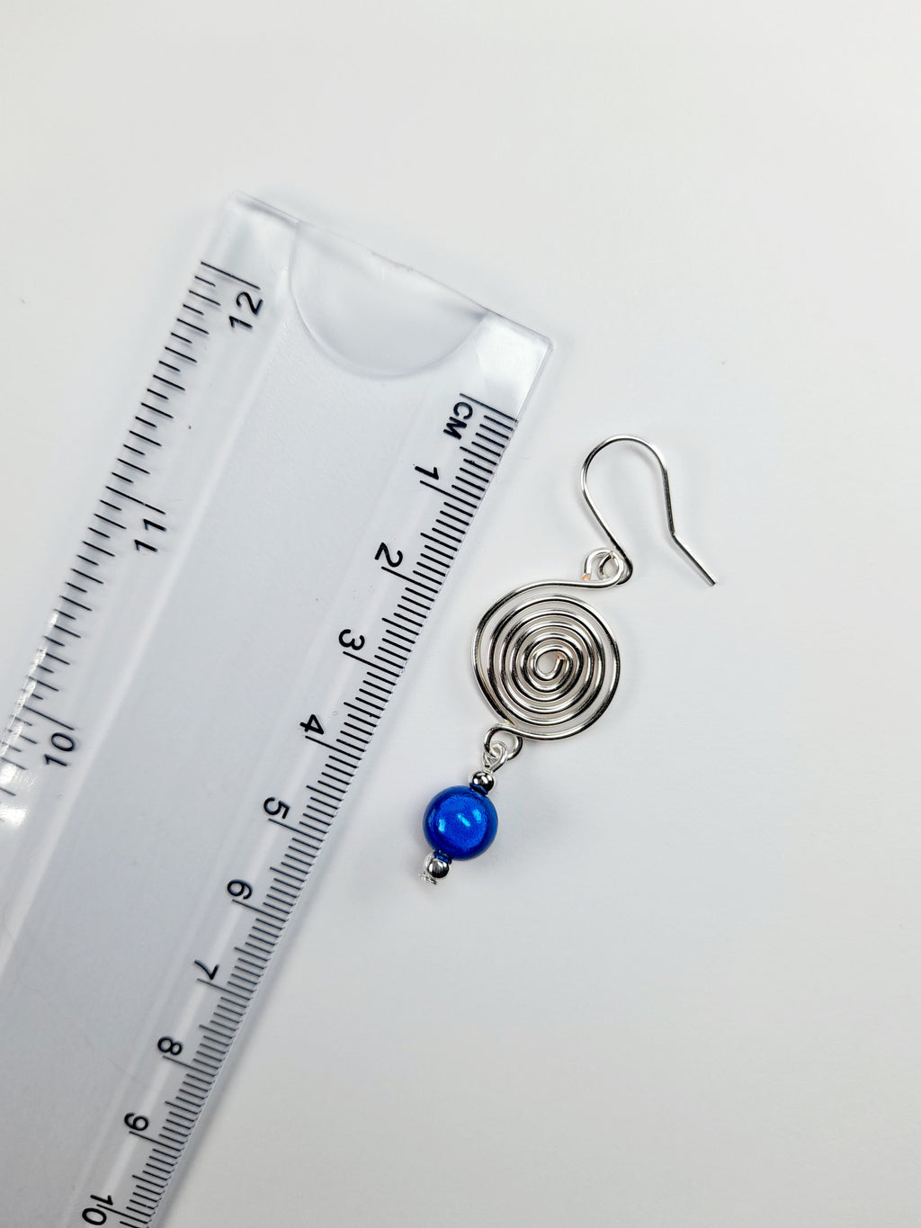 Handmade Silver &  Blue Spiral Earrings