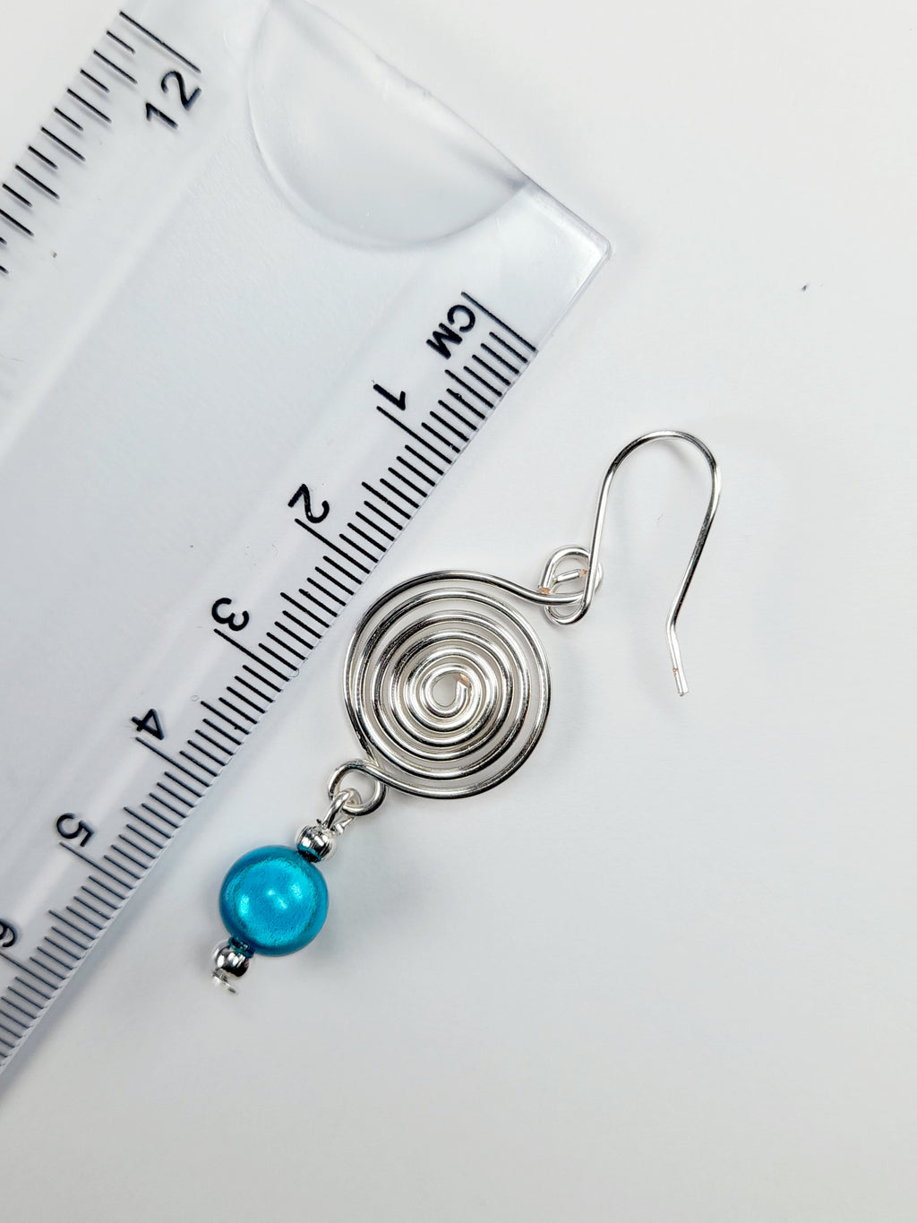 Handmade Silver &  Turquoise Spiral Earrings
