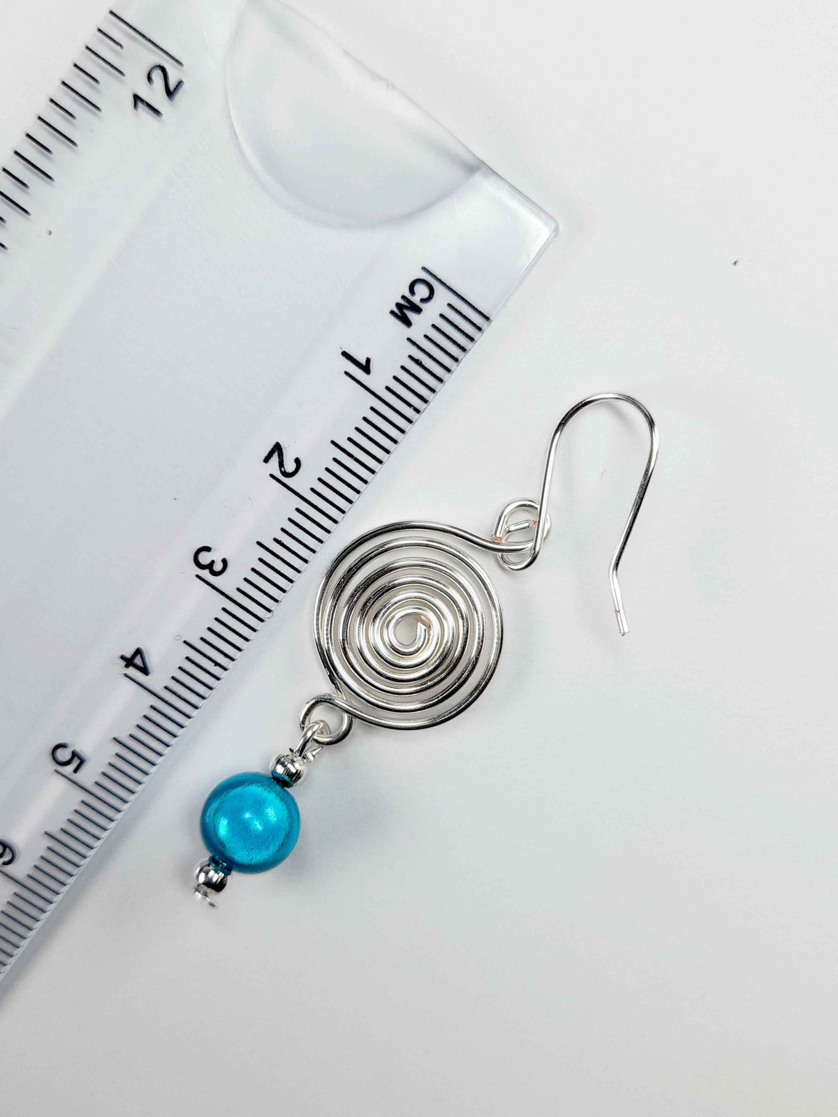 Handmade Silver &  Turquoise Spiral Earrings