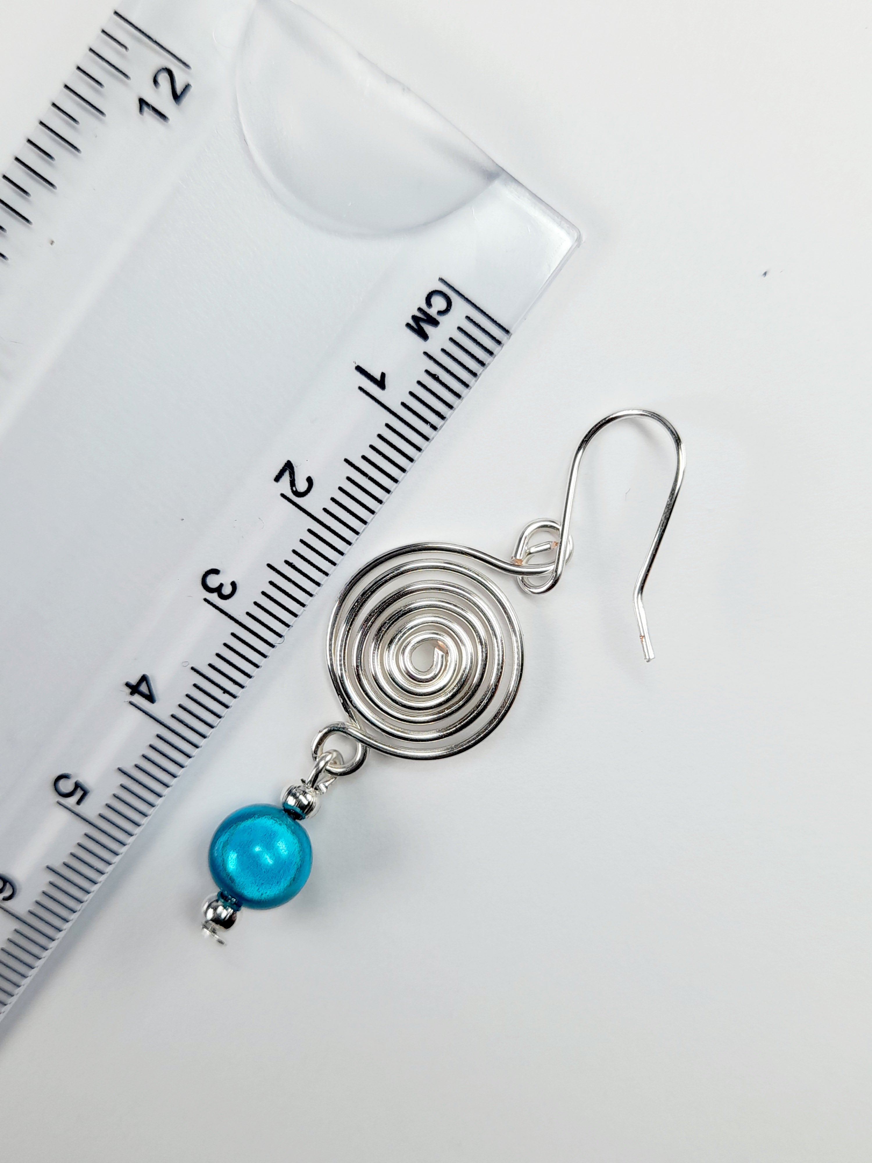 Handmade Silver &  Turquoise Spiral Earrings