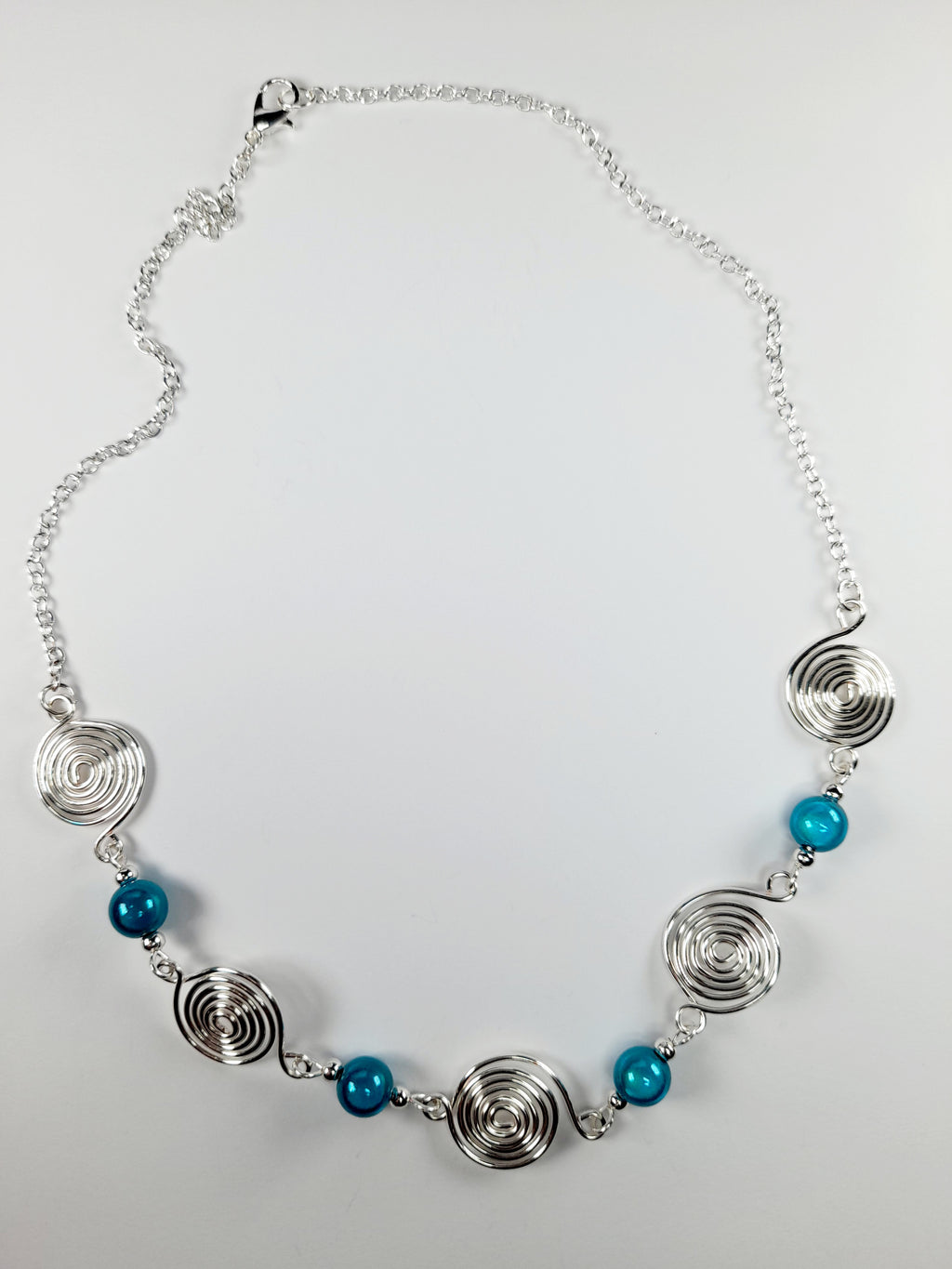 Bright Turquoise Spiral Necklace, Handmade & Lightweight