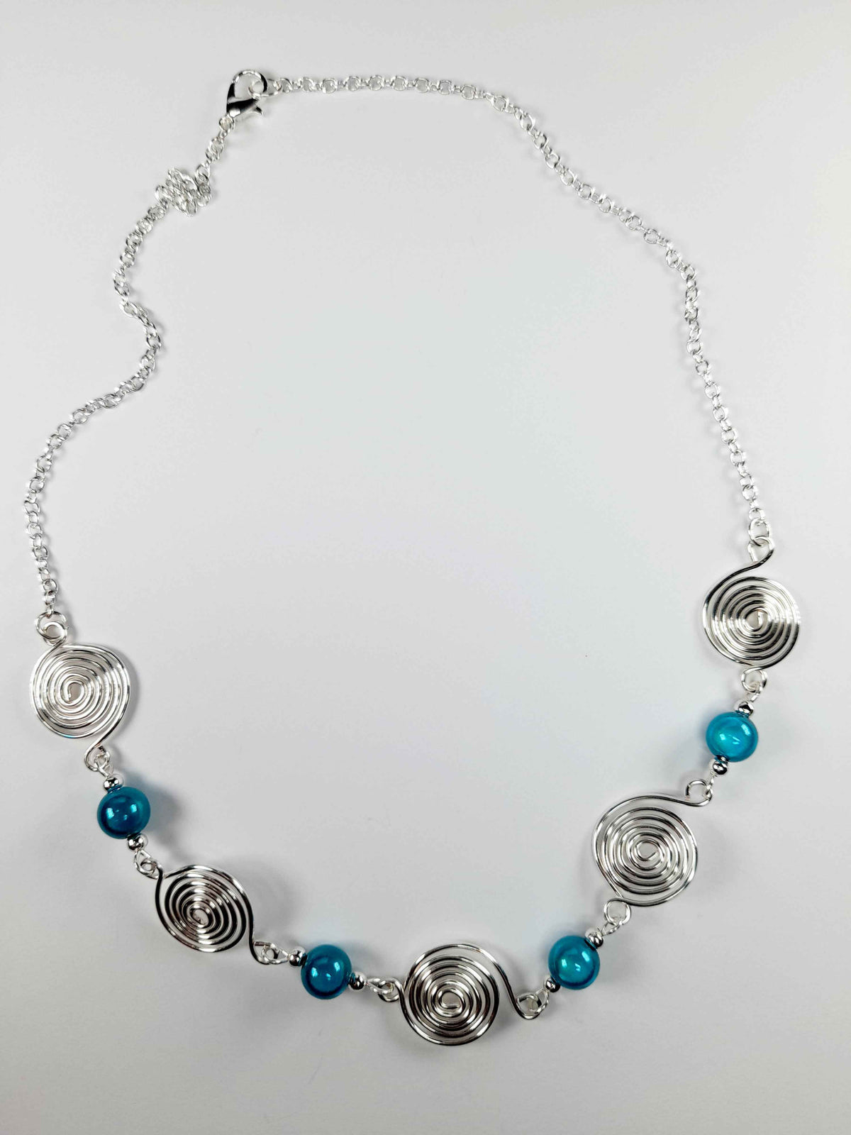 Bright Turquoise Spiral Necklace, Handmade & Lightweight