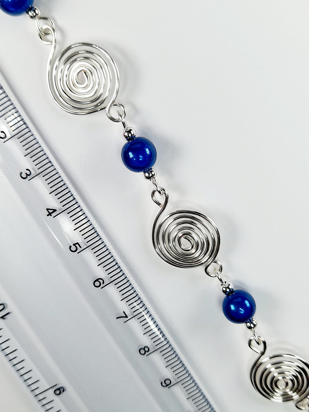 Bright Blue Spiral Necklace, Handmade & Lightweight
