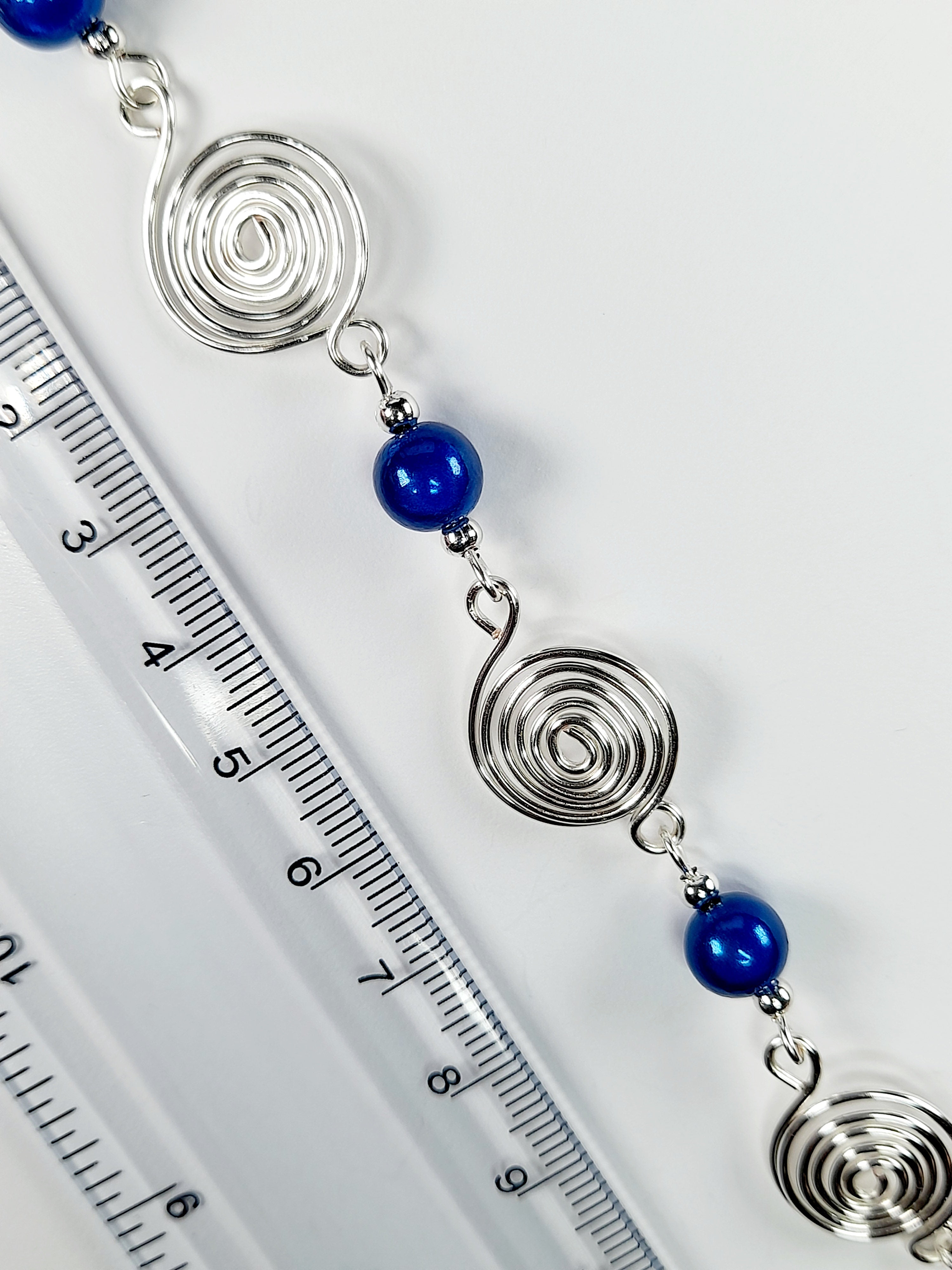 Bright Blue Spiral Necklace, Handmade & Lightweight