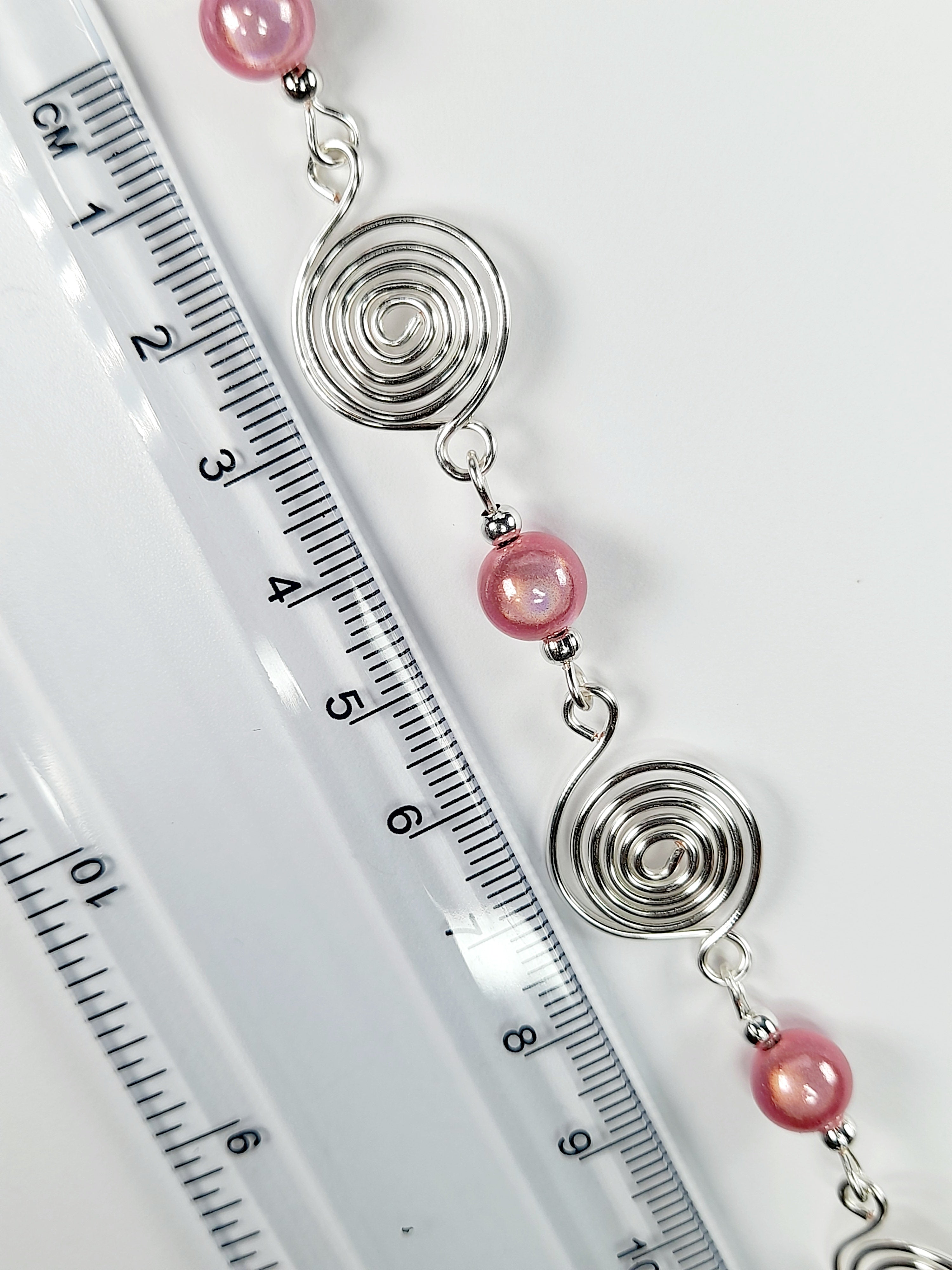 Bright Pale Pink Spiral Necklace, Handmade & Lightweight
