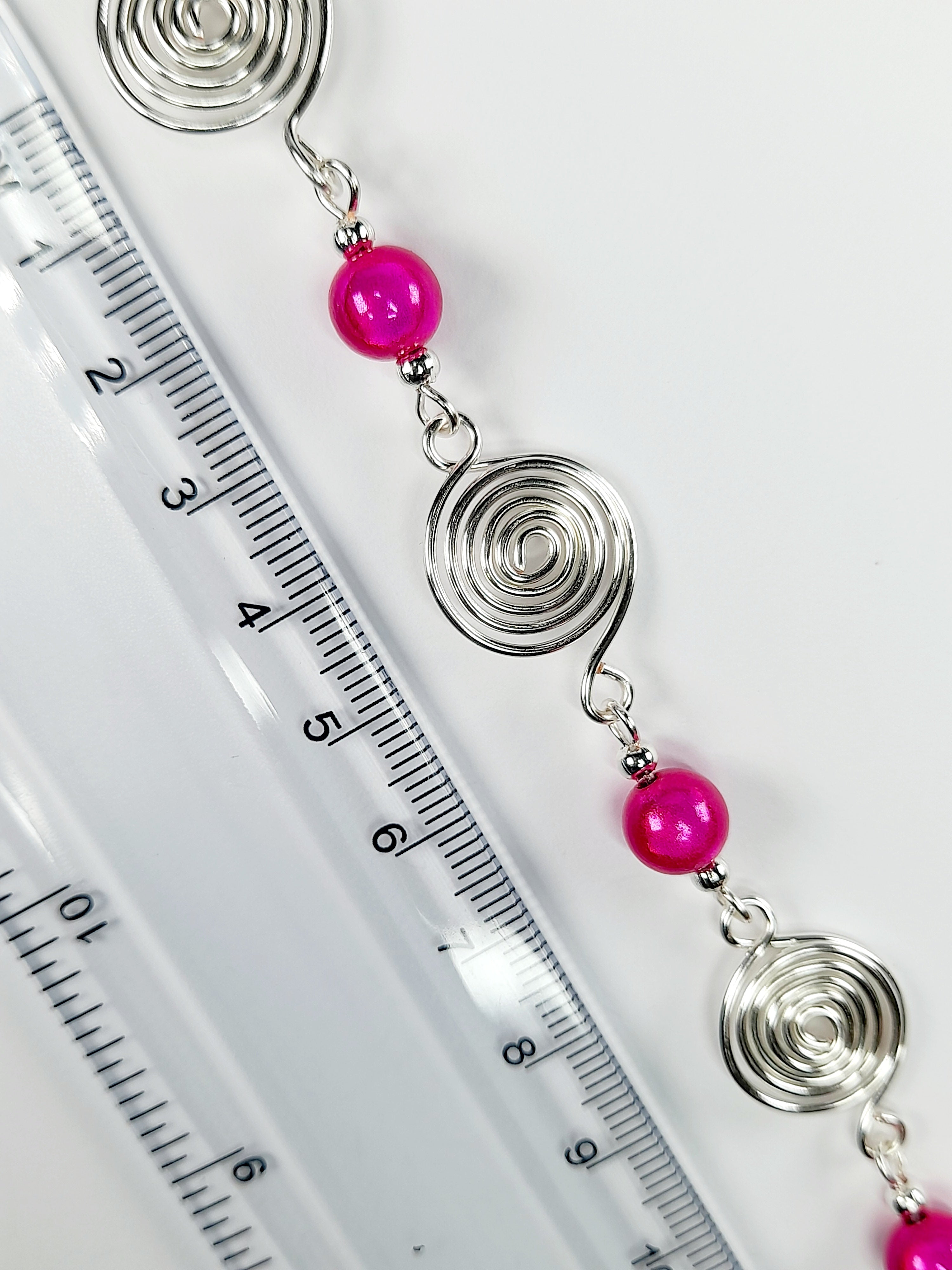 Bright Hot Pink Spiral Necklace, Handmade & Lightweight