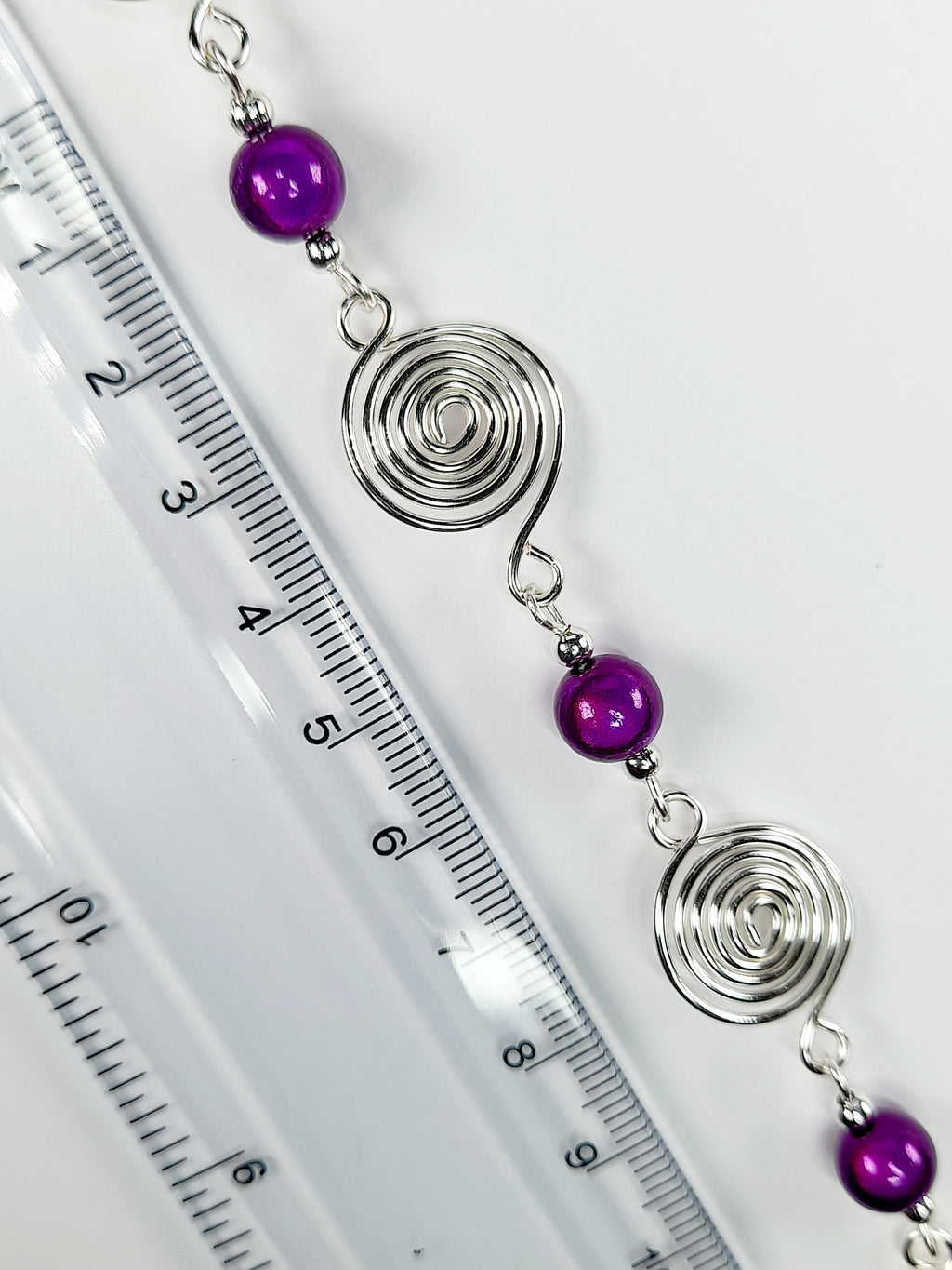 Bright Purple Spiral Necklace, Handmade & Lightweight
