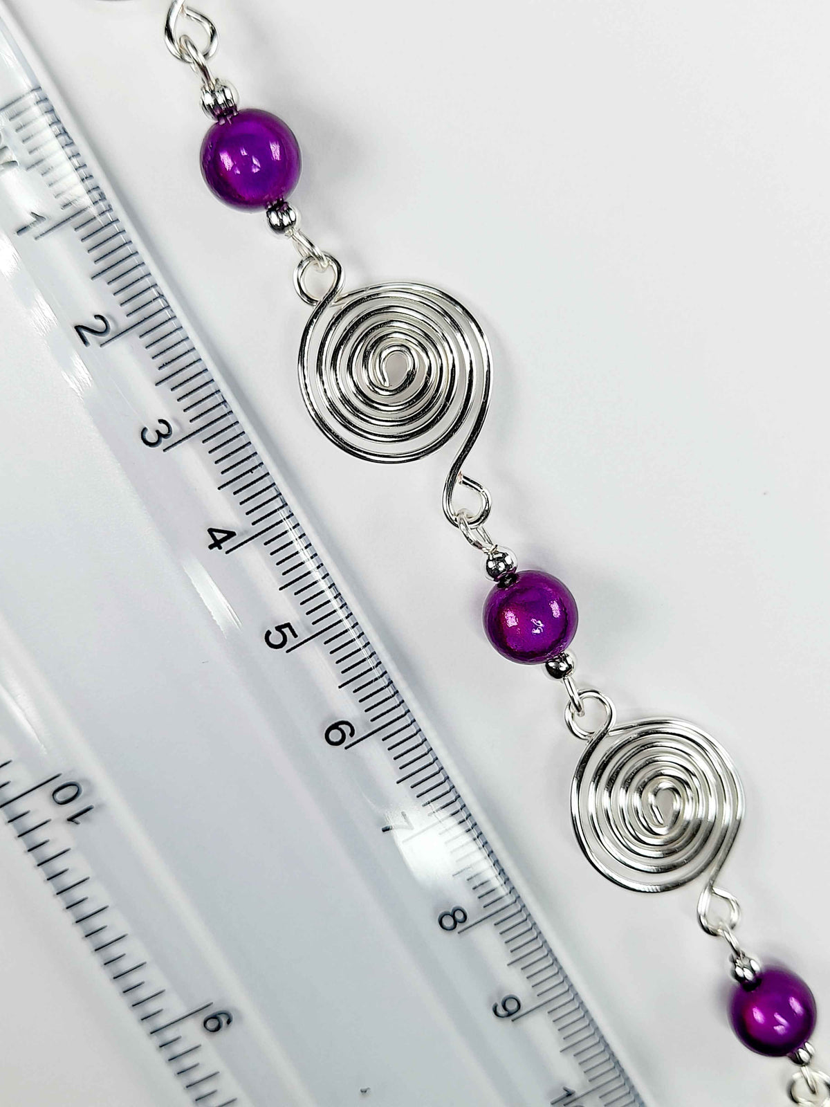 Bright Purple Spiral Necklace, Handmade & Lightweight