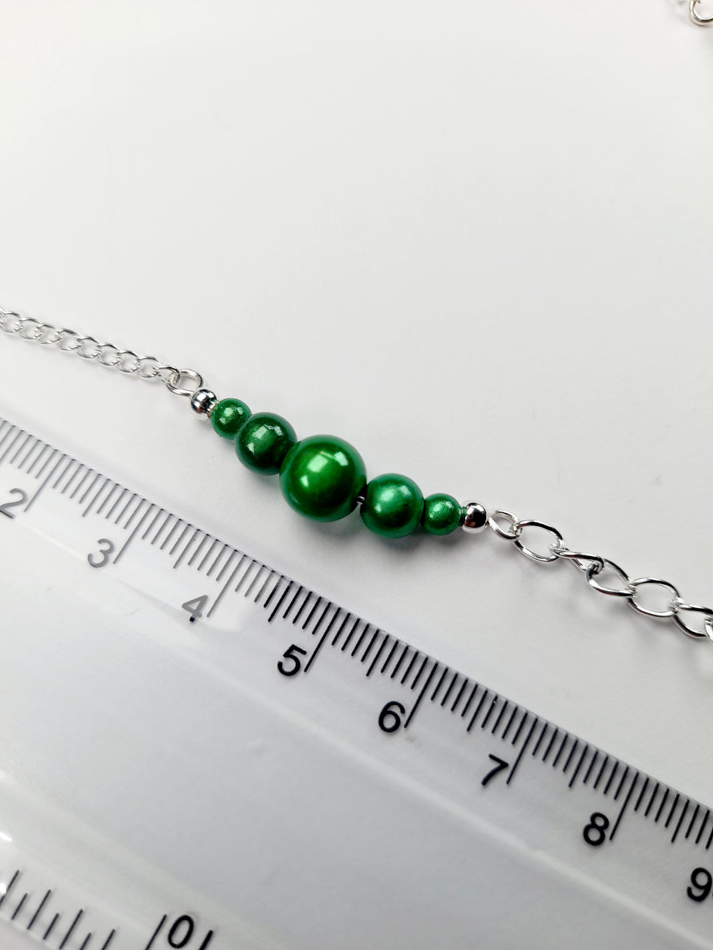 Green Miracle Bead Link Necklace, Handmade, Lightweight 18‑Inch Design