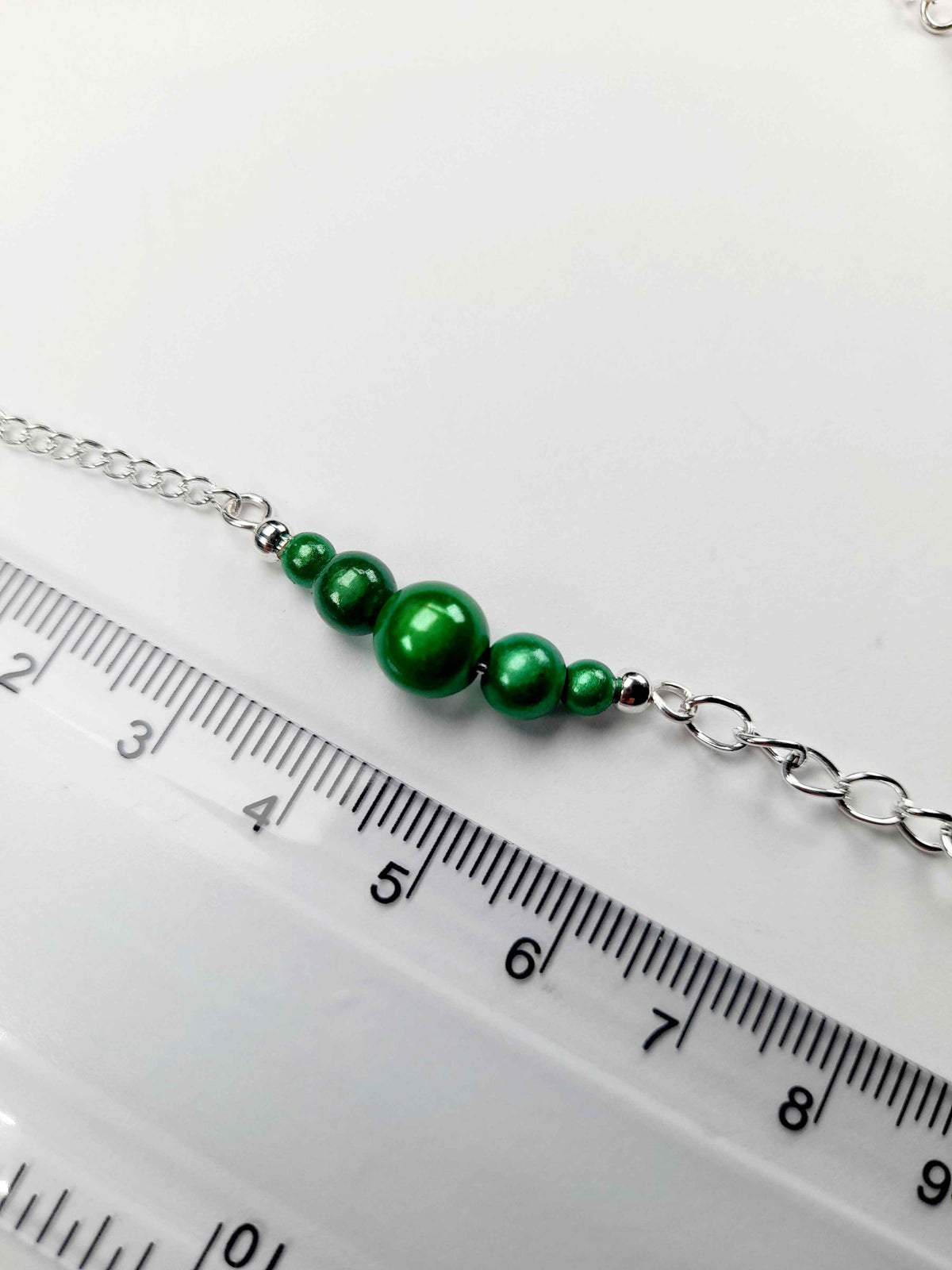 Green Miracle Bead Link Necklace, Handmade, Lightweight 18‑Inch Design