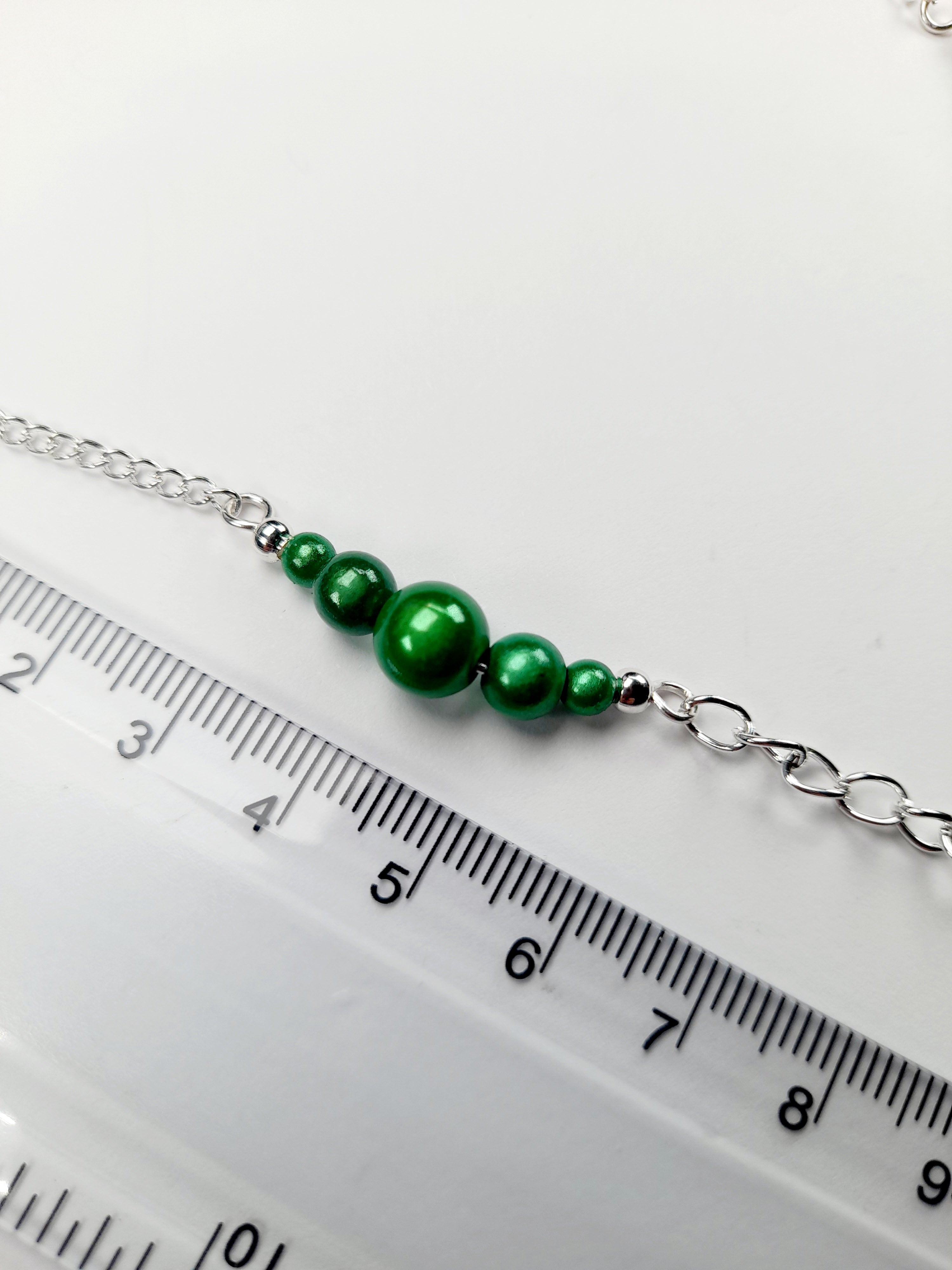 Green Miracle Bead Link Necklace, Handmade, Lightweight 18‑Inch Design