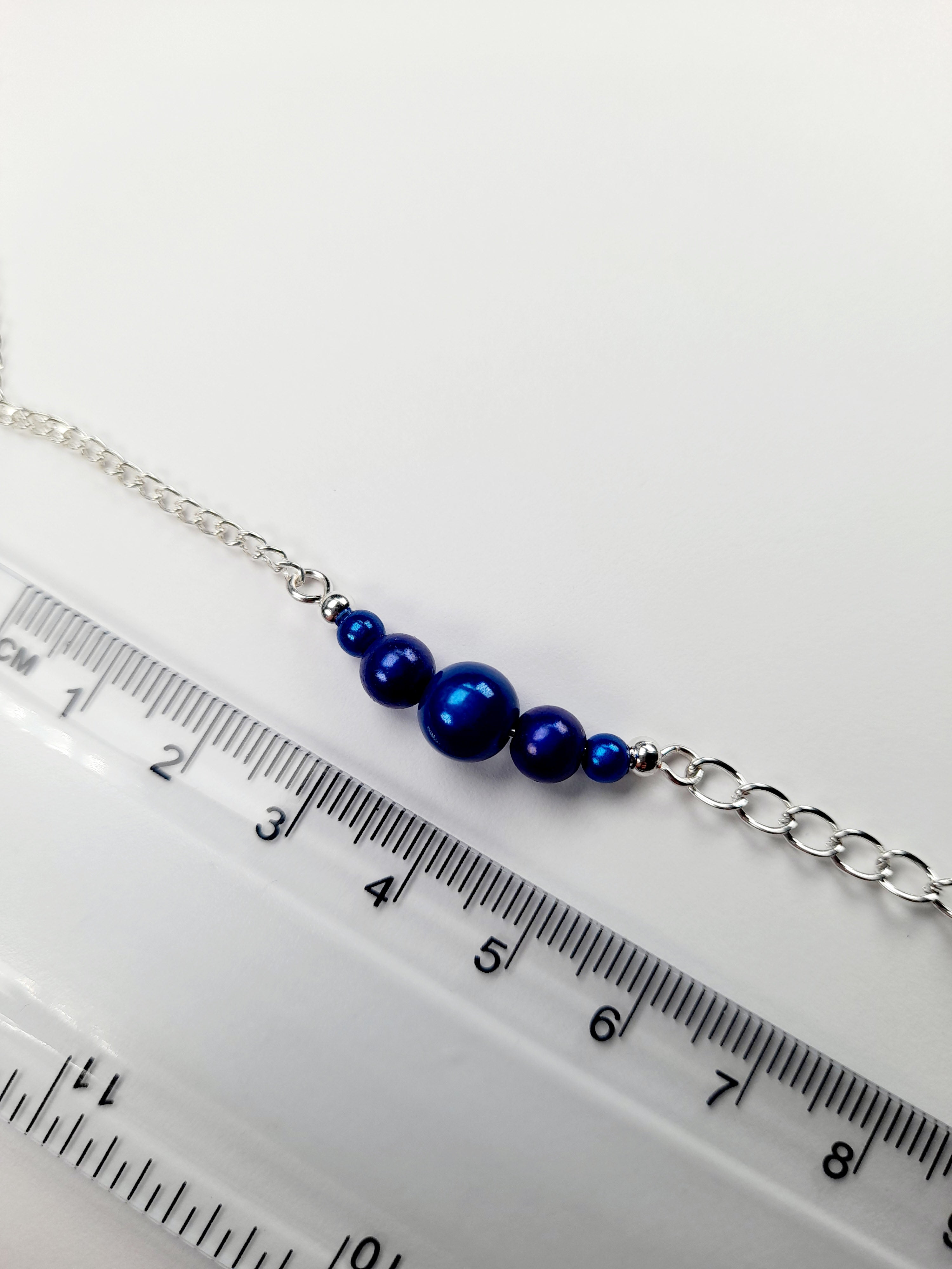 Blue Miracle Bead Link Necklace, Handmade, Lightweight 18‑Inch Design