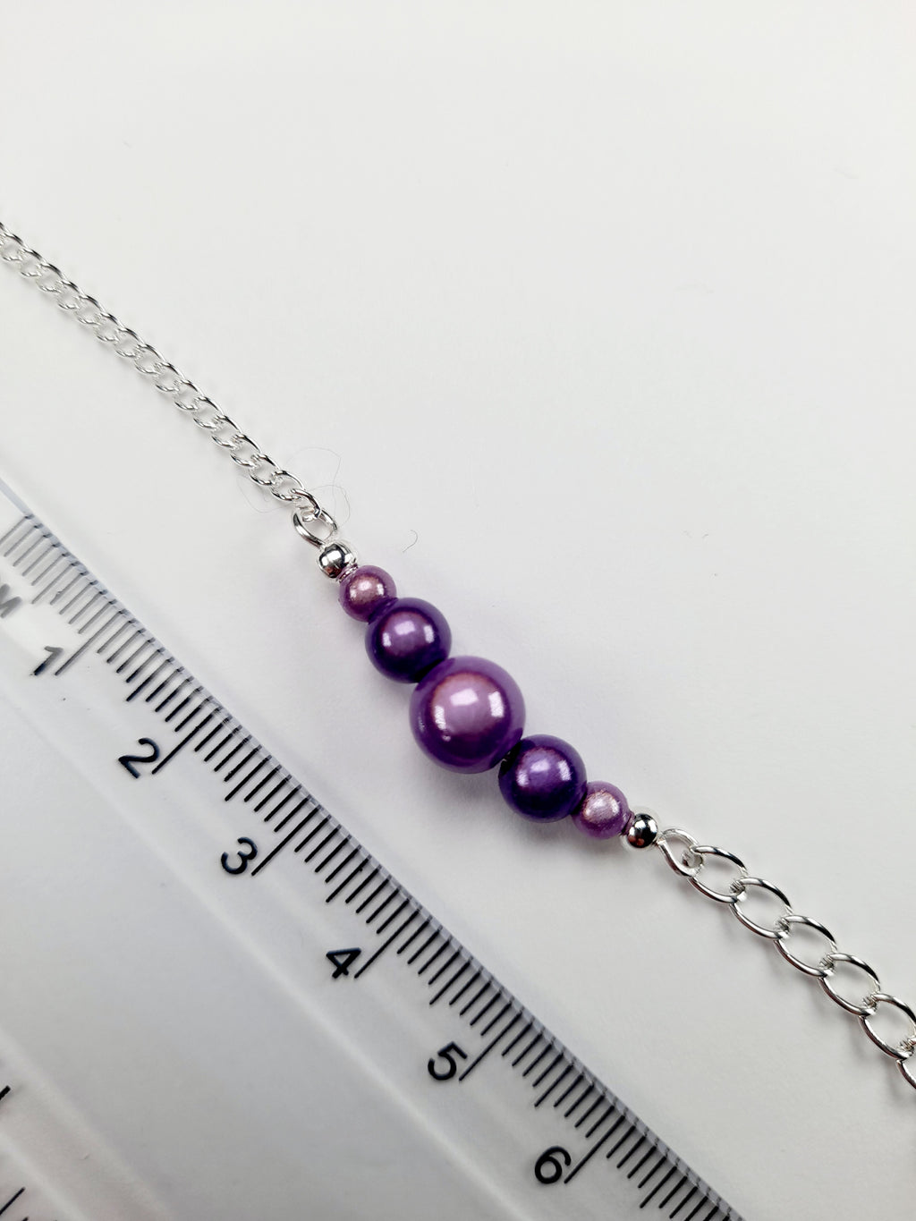 Lilac Miracle Bead Link Necklace, Handmade, Lightweight 18‑Inch Design