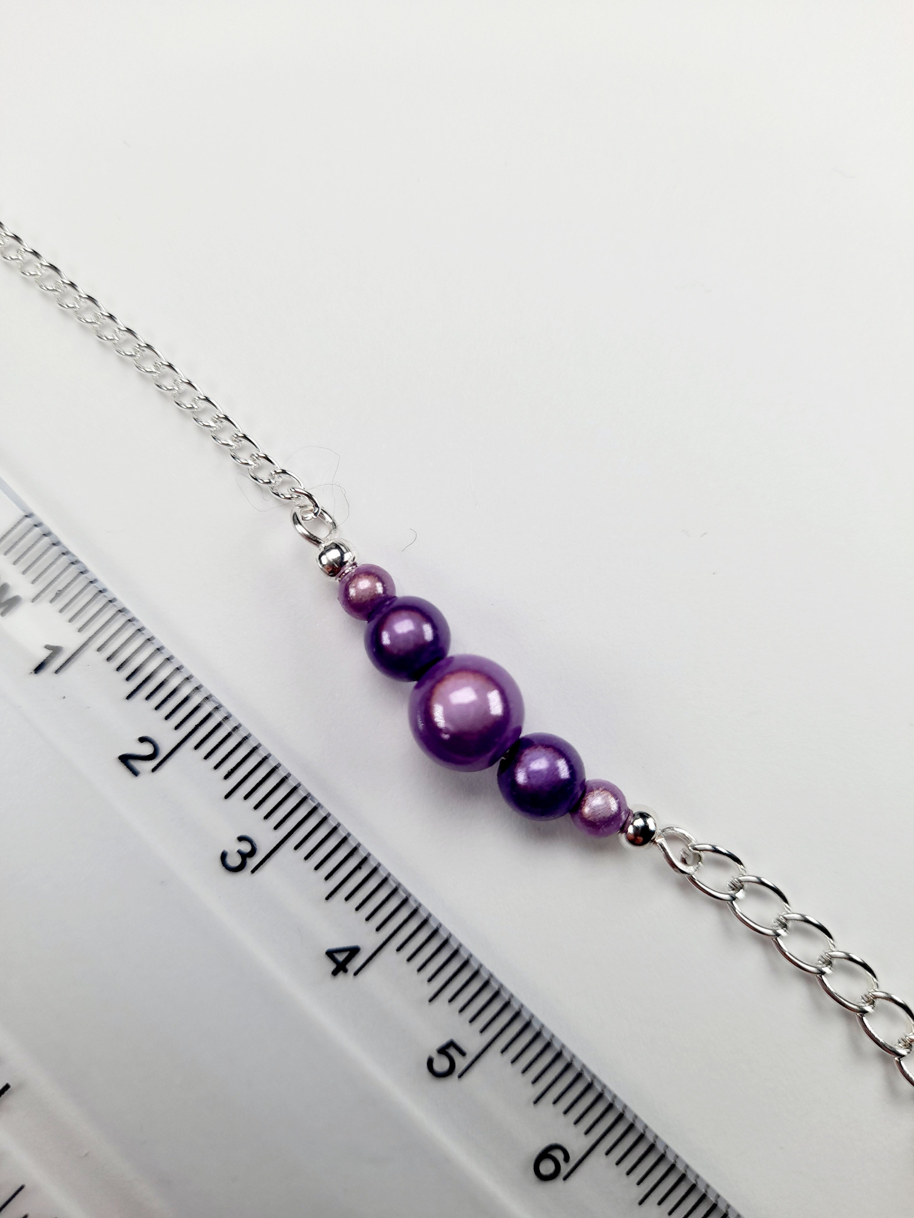 Lilac Miracle Bead Link Necklace, Handmade, Lightweight 18‑Inch Design