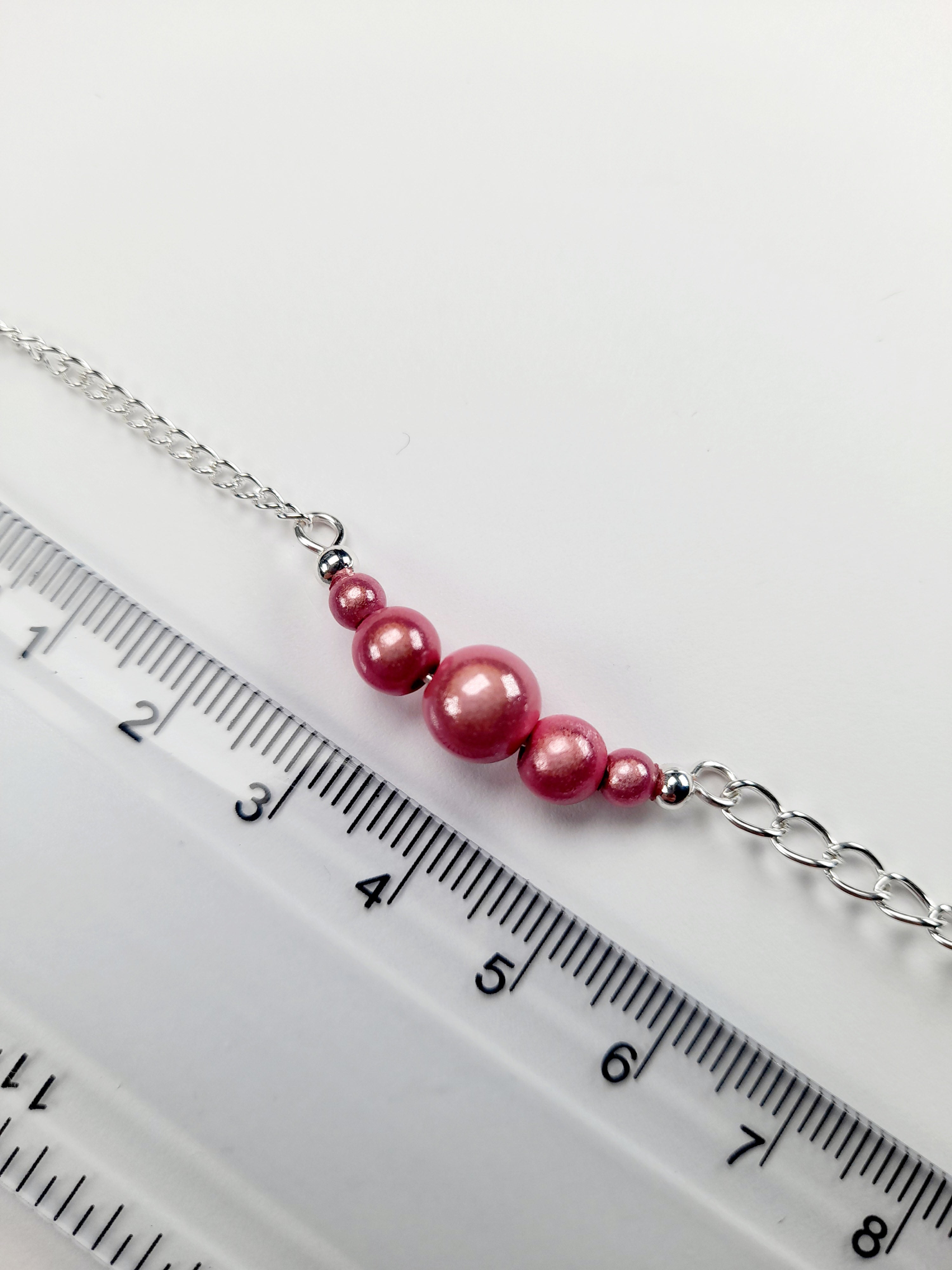 Pale Pink Miracle Bead Link Necklace, Handmade, Lightweight 18‑Inch Design