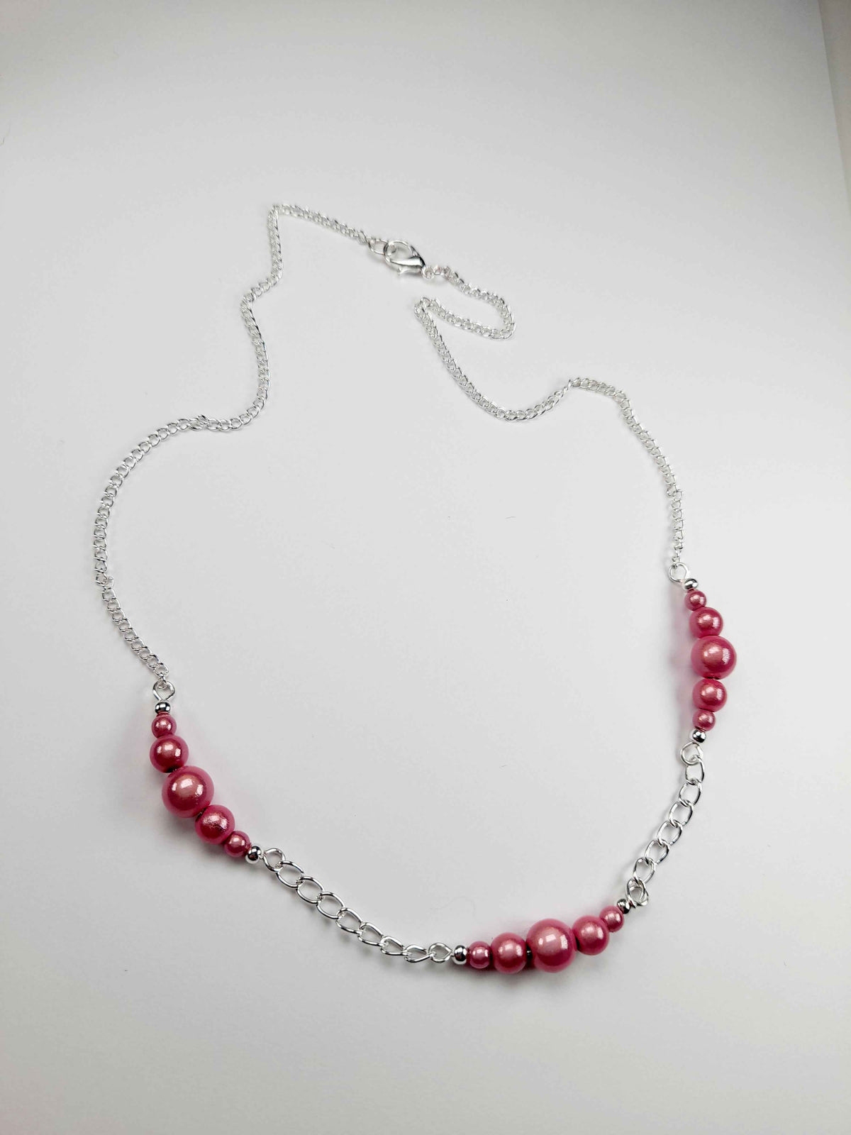 Pale Pink Miracle Bead Link Necklace, Handmade, Lightweight 18‑Inch Design