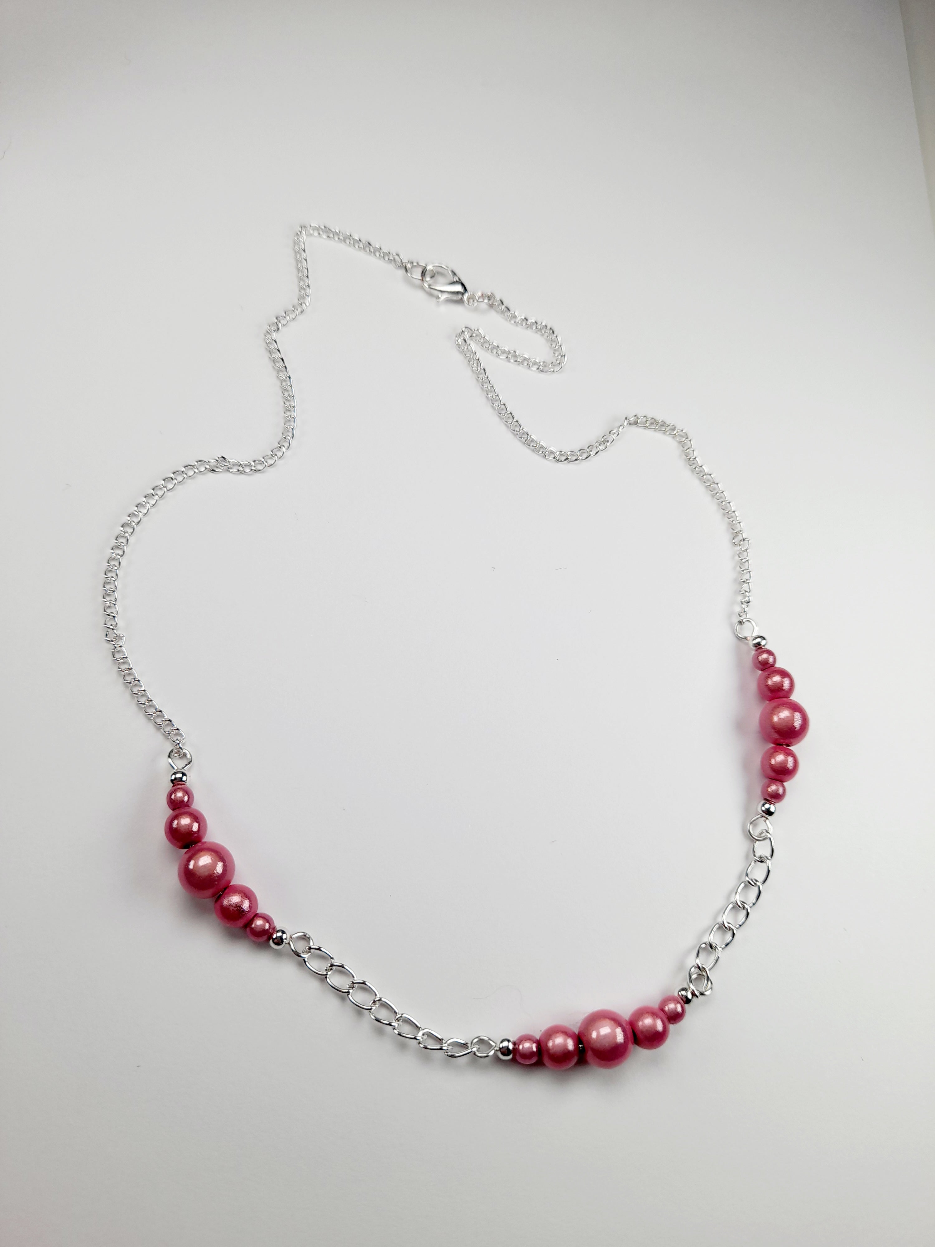 Pale Pink Miracle Bead Link Necklace, Handmade, Lightweight 18‑Inch Design