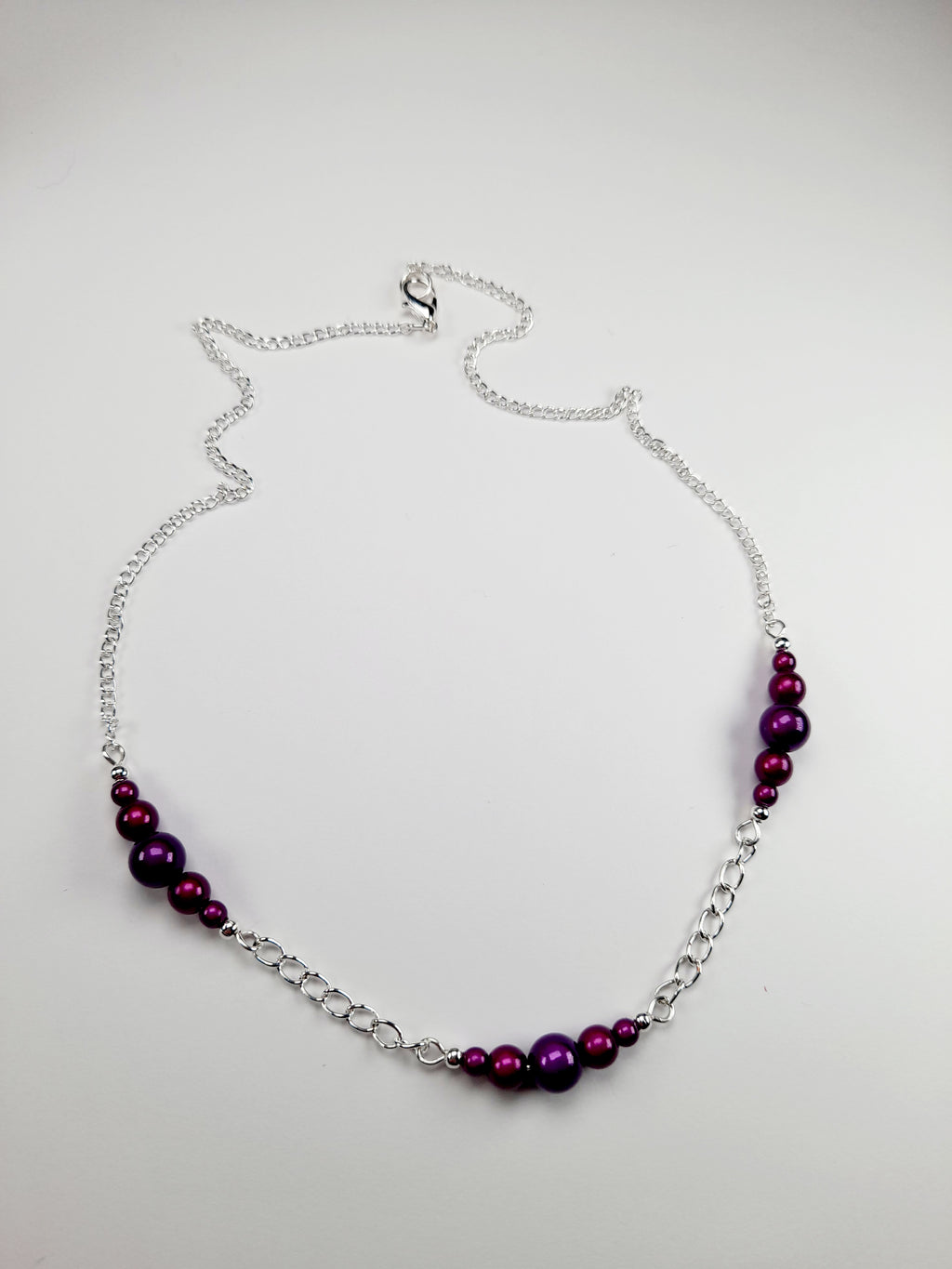 Purple Miracle Bead Link Necklace, Handmade, Lightweight 18‑Inch Design