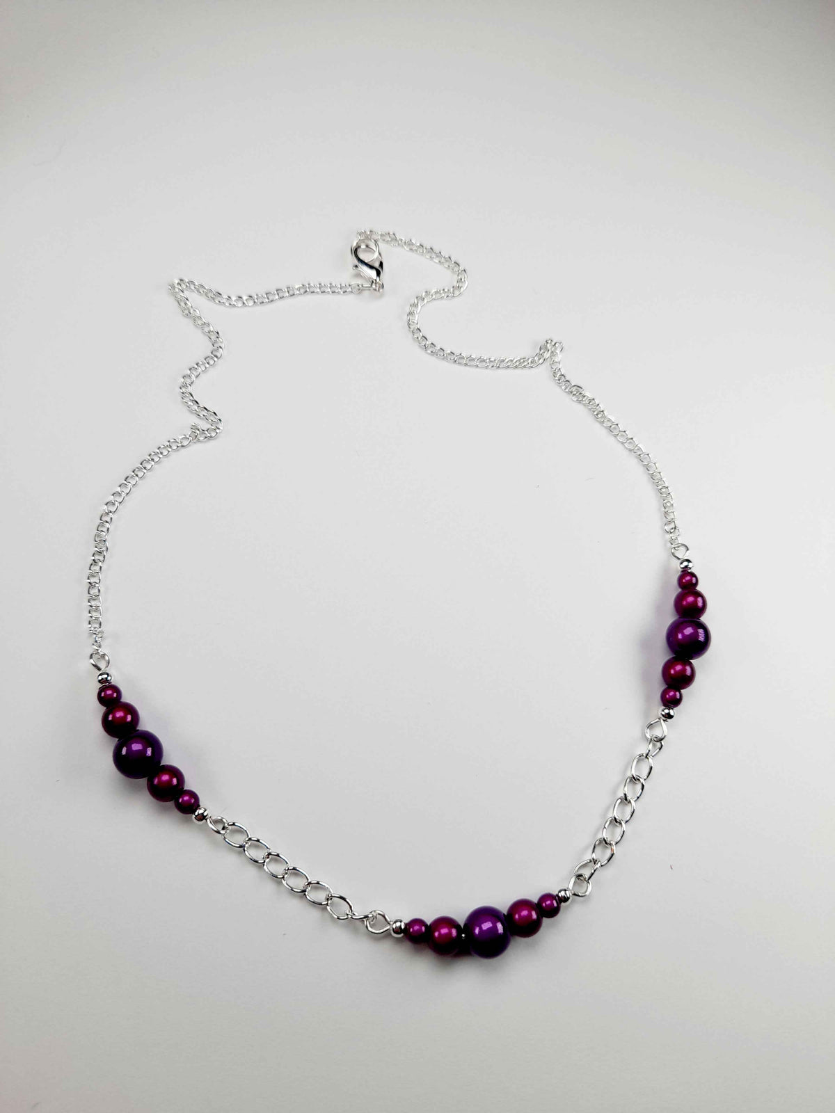 Purple Miracle Bead Link Necklace, Handmade, Lightweight 18‑Inch Design