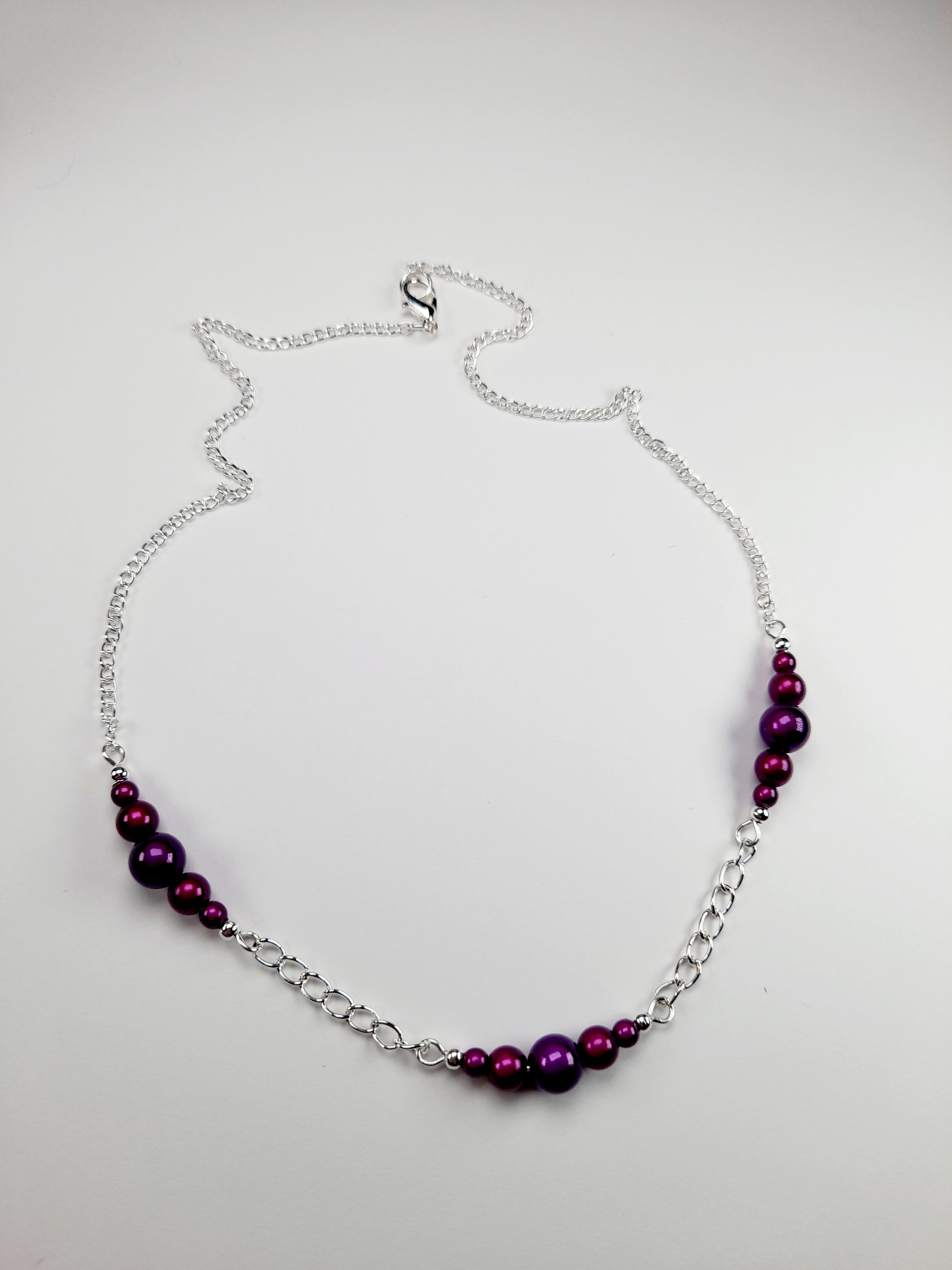 Purple Miracle Bead Link Necklace, Handmade, Lightweight 18‑Inch Design