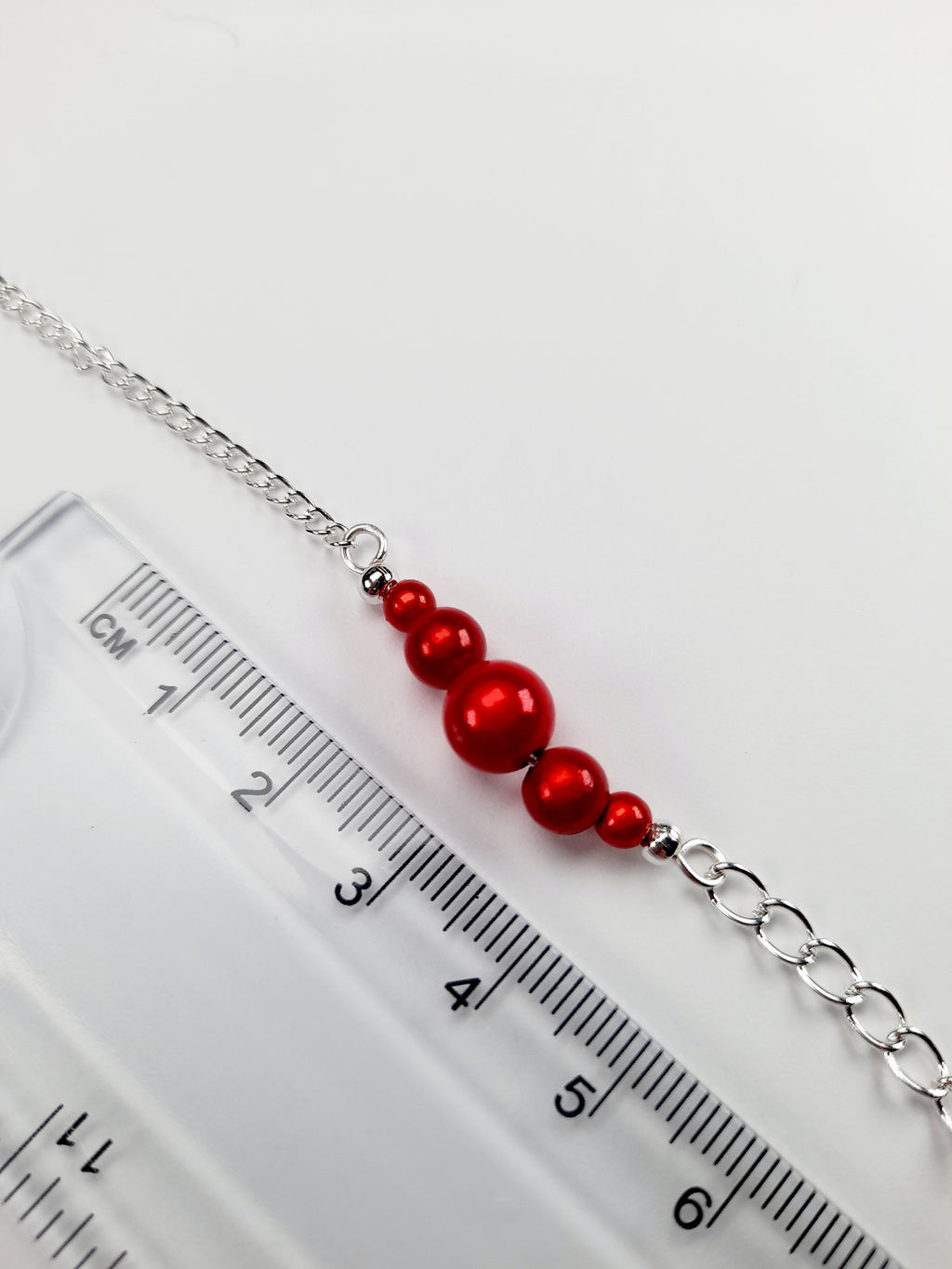Red Miracle Bead Link Necklace, Handmade, Lightweight 18‑Inch Design