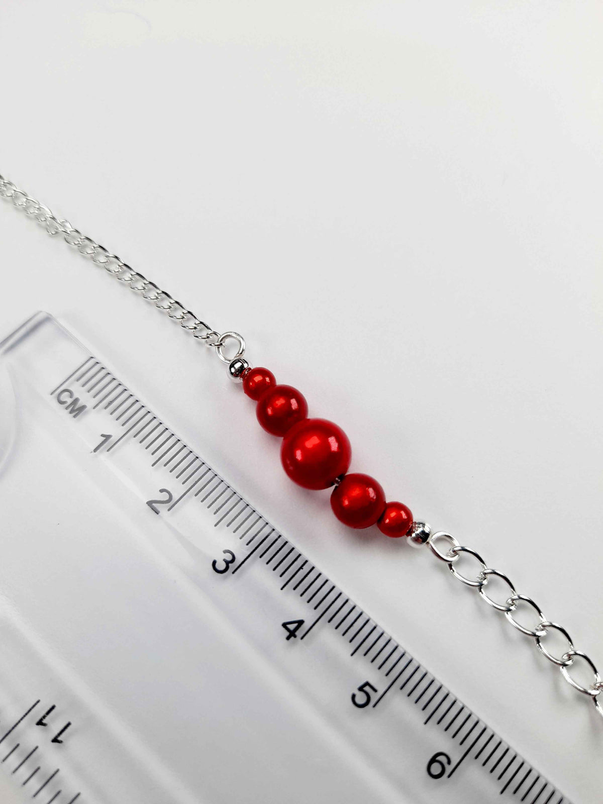 Red Miracle Bead Link Necklace, Handmade, Lightweight 18‑Inch Design