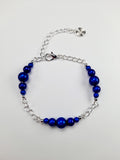Blue Miracle Bead Link Bracelet, Handmade & Adjustable