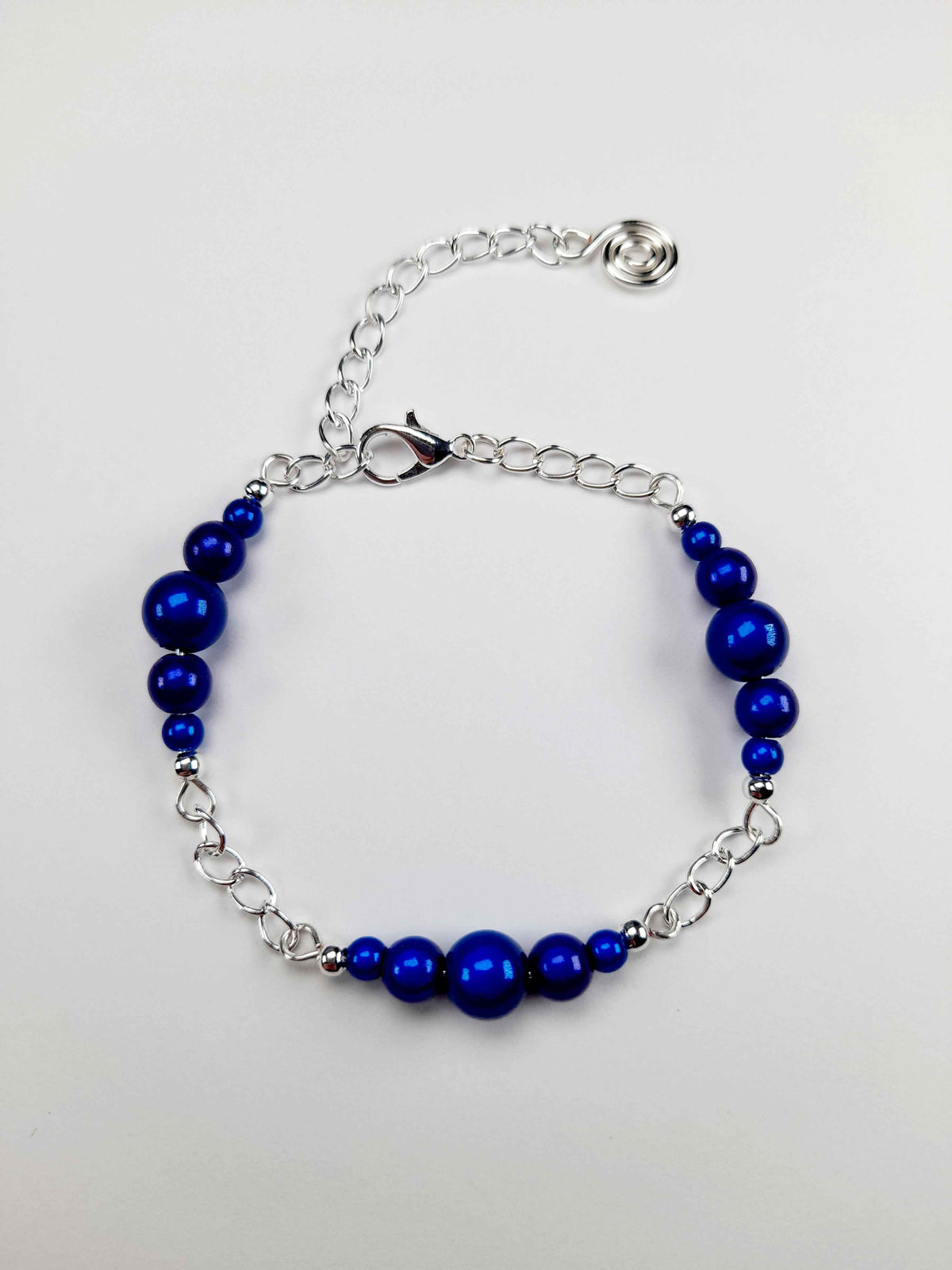 Blue Miracle Bead Link Bracelet, Handmade & Adjustable