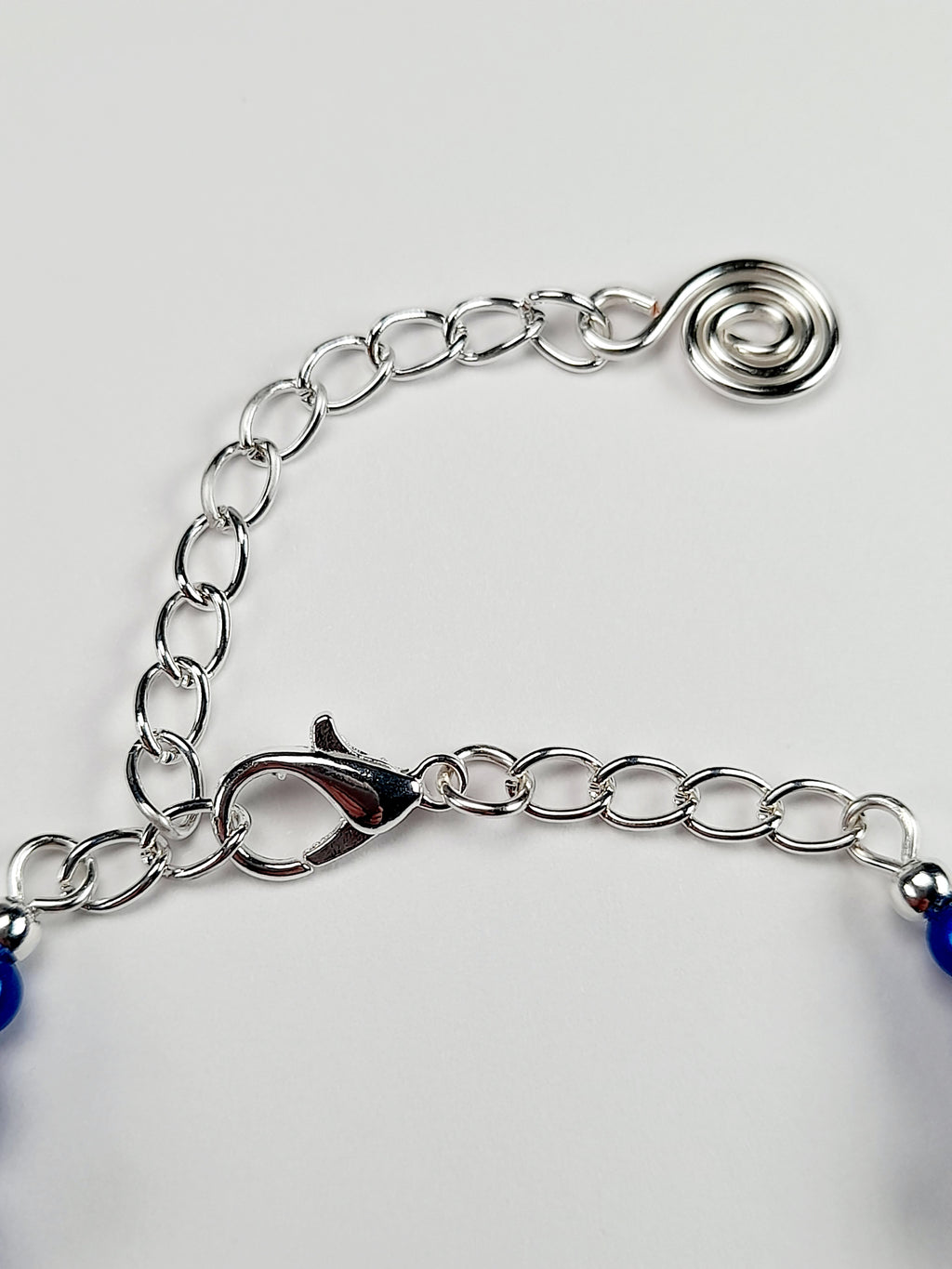 Blue Miracle Bead Link Bracelet, Handmade & Adjustable