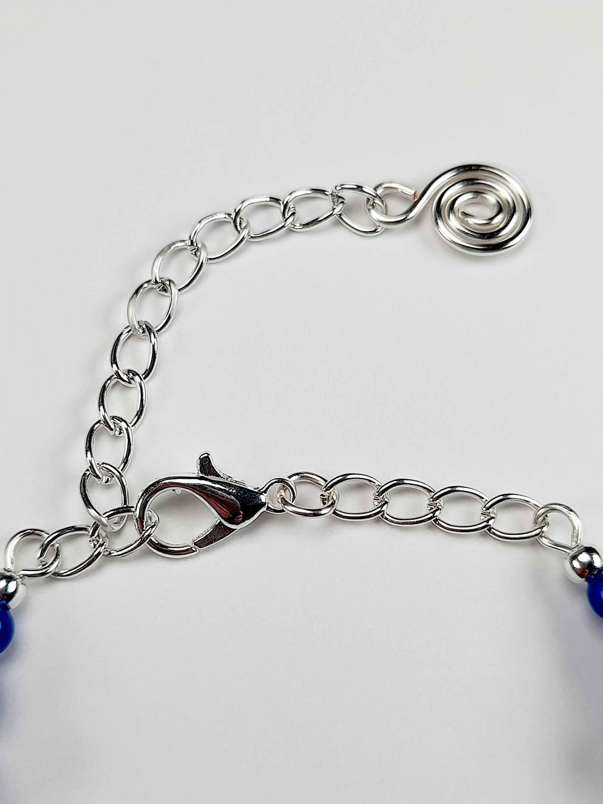 Blue Miracle Bead Link Bracelet, Handmade & Adjustable