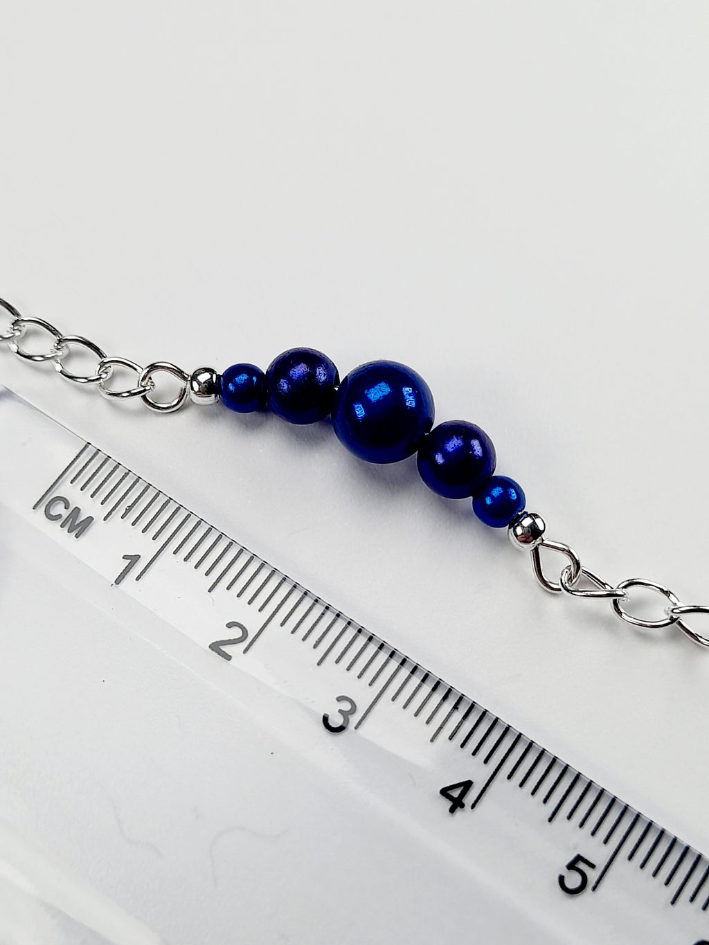 Blue Miracle Bead Link Bracelet, Handmade & Adjustable