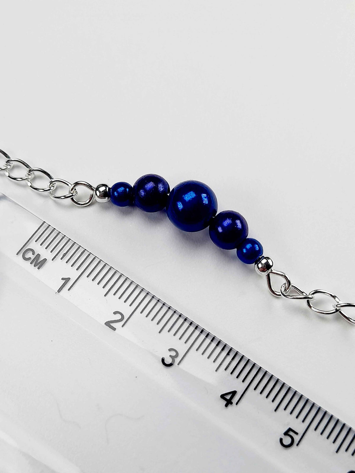 Blue Miracle Bead Link Bracelet, Handmade & Adjustable