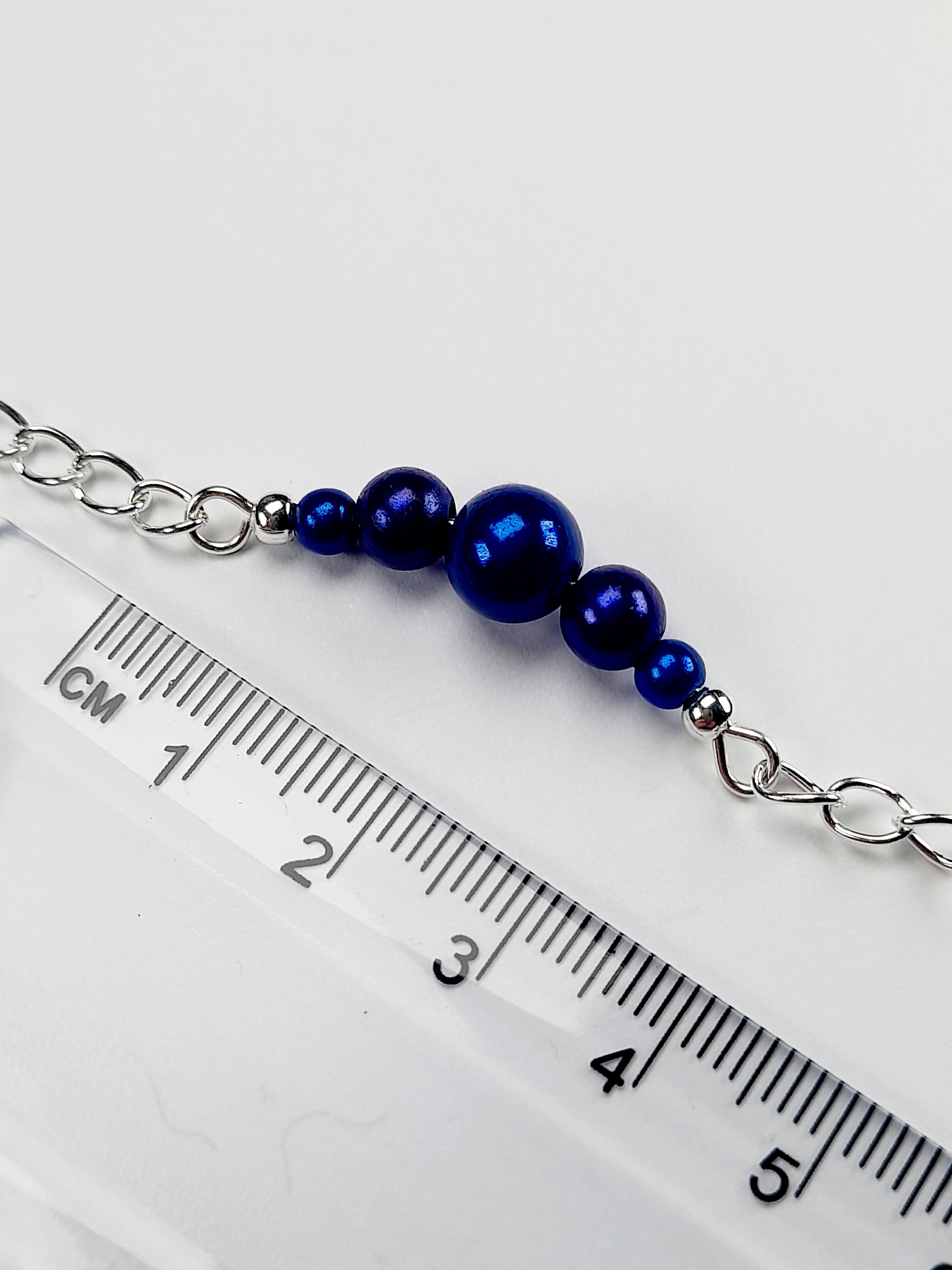 Blue Miracle Bead Link Bracelet, Handmade & Adjustable