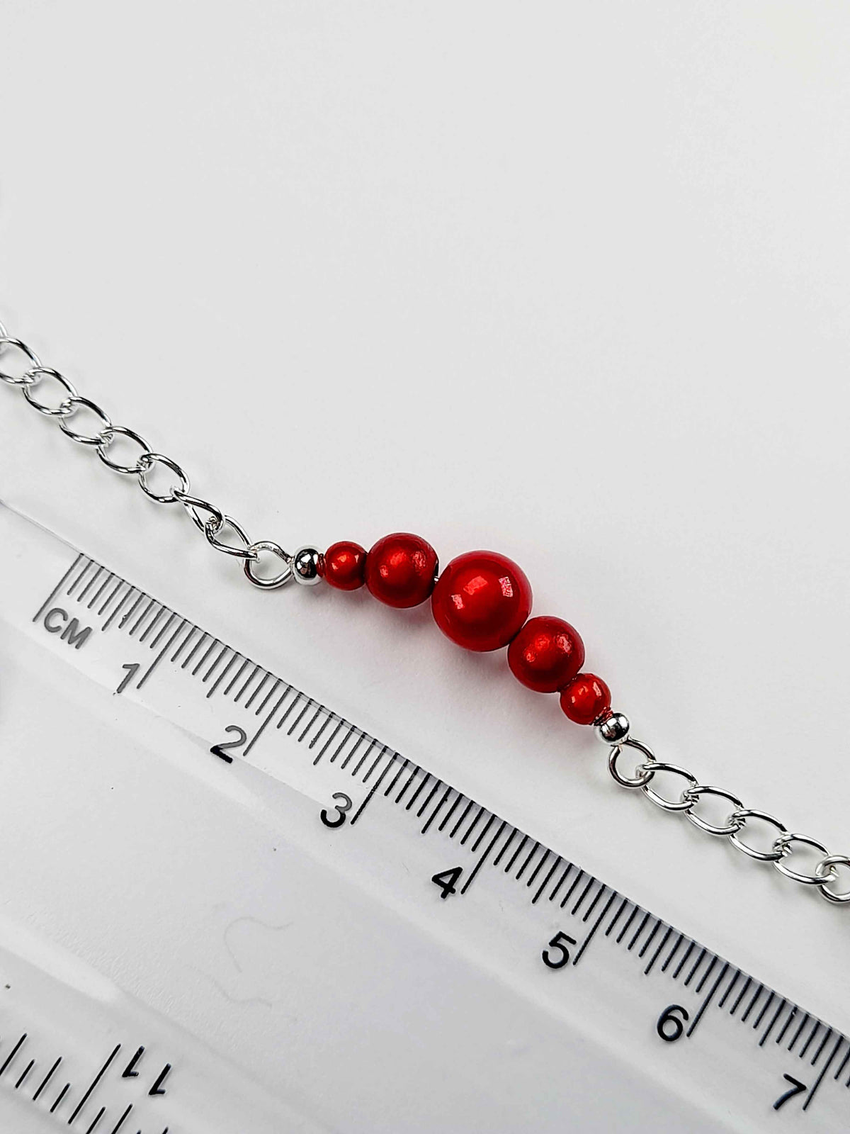 Red Miracle Bead Link Bracelet, Handmade & Adjustable