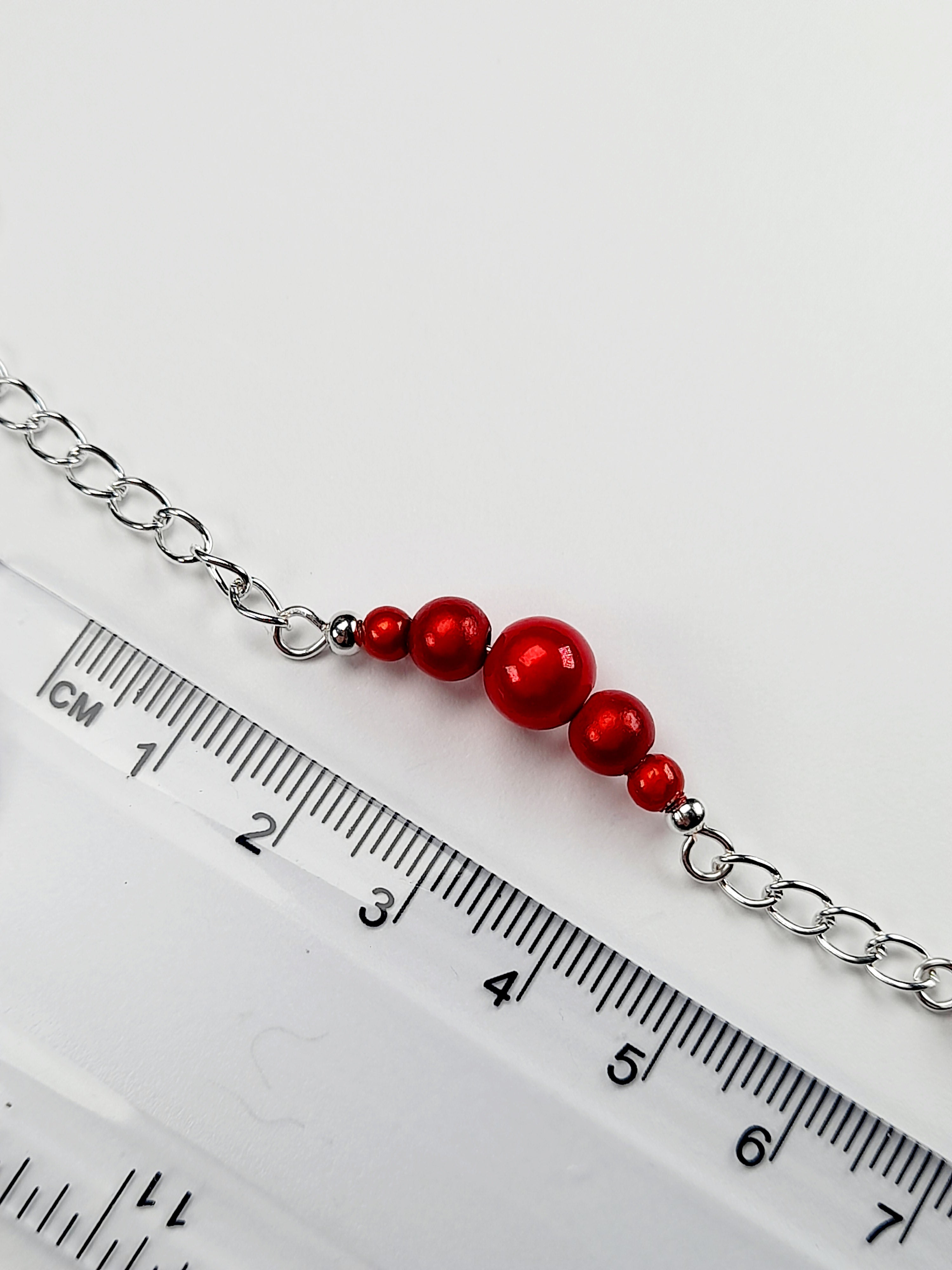 Red Miracle Bead Link Bracelet, Handmade & Adjustable