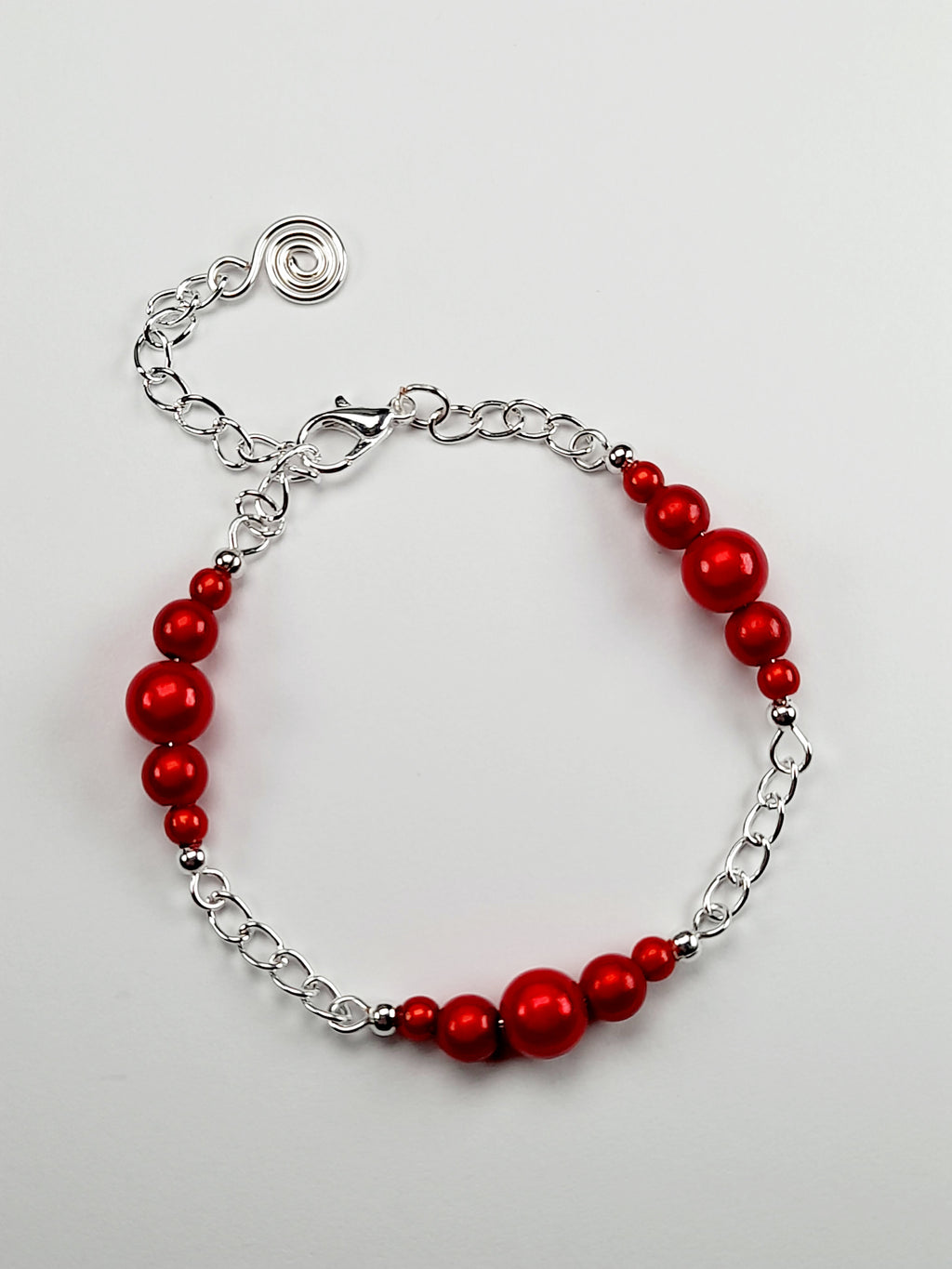 Red Miracle Bead Link Bracelet, Handmade & Adjustable