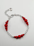 Red Miracle Bead Link Bracelet, Handmade & Adjustable