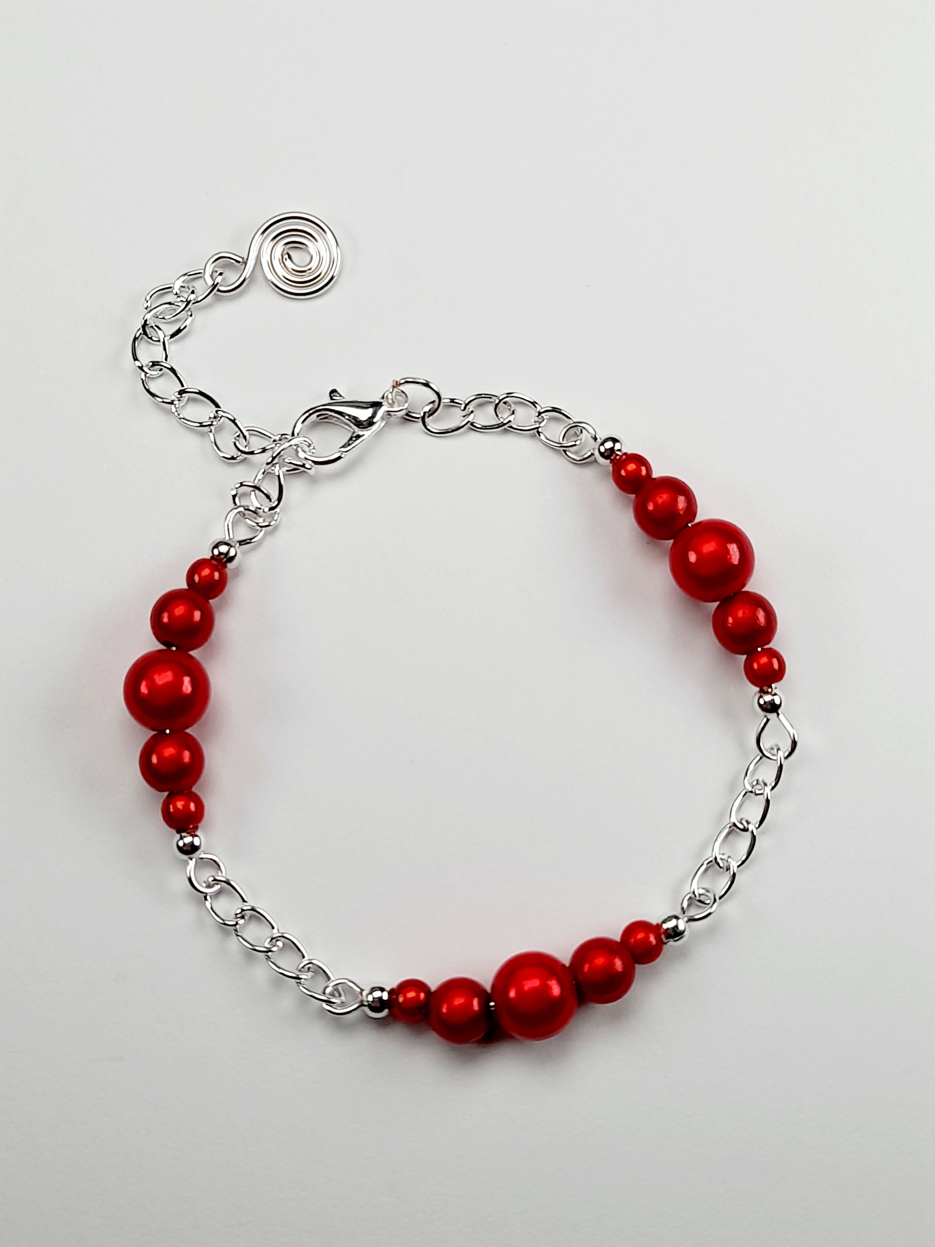 Red Miracle Bead Link Bracelet, Handmade & Adjustable