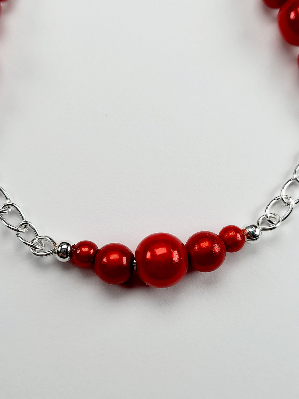 Red Miracle Bead Link Bracelet, Handmade & Adjustable